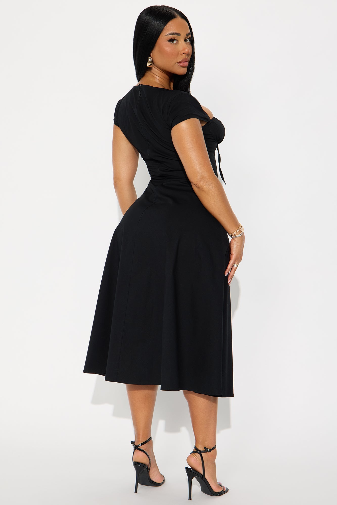 Juniper Cap Sleeve Midi Dress - Black