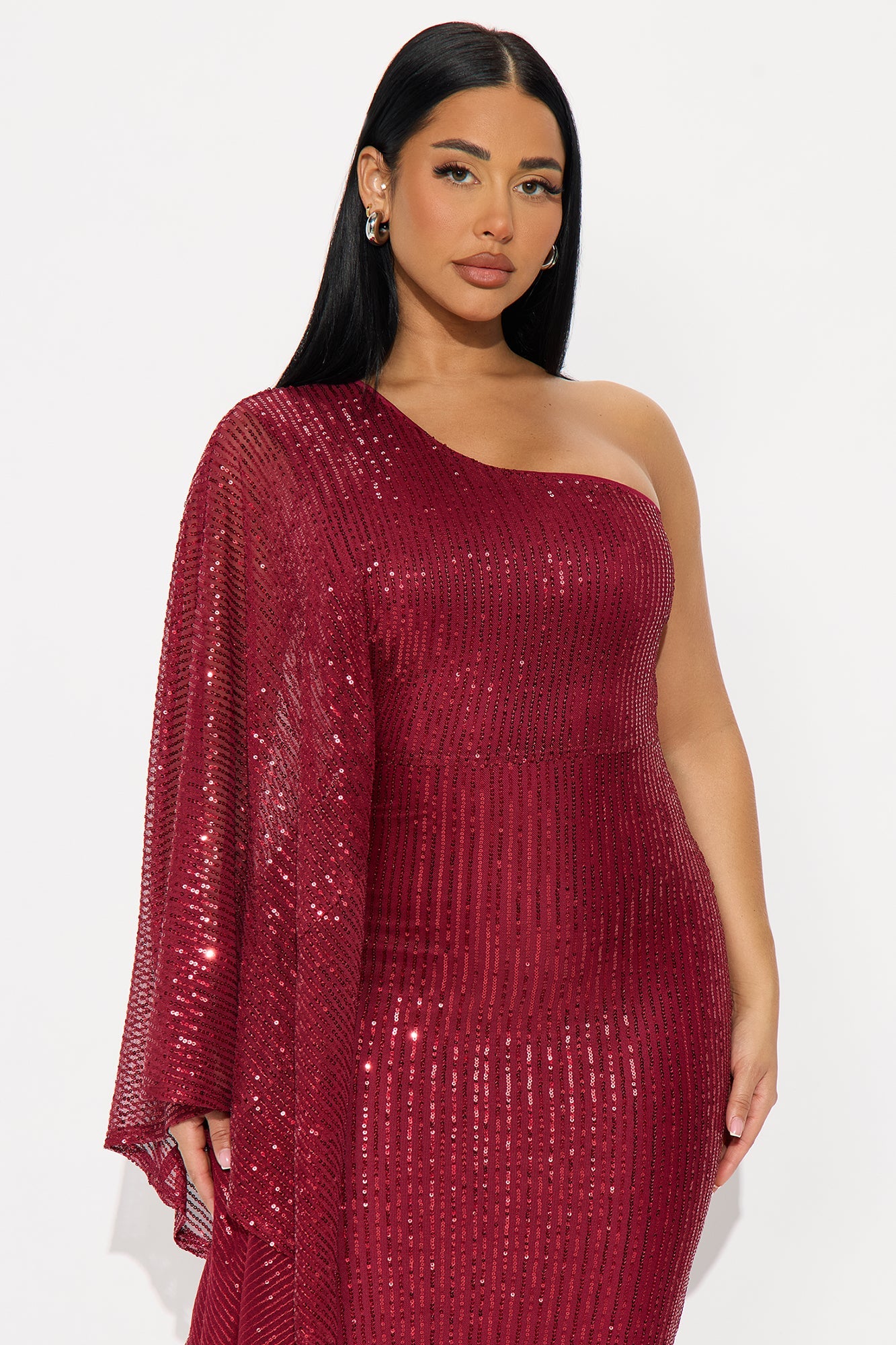 Haute Stuff Sequin Maxi Gown - Burgundy