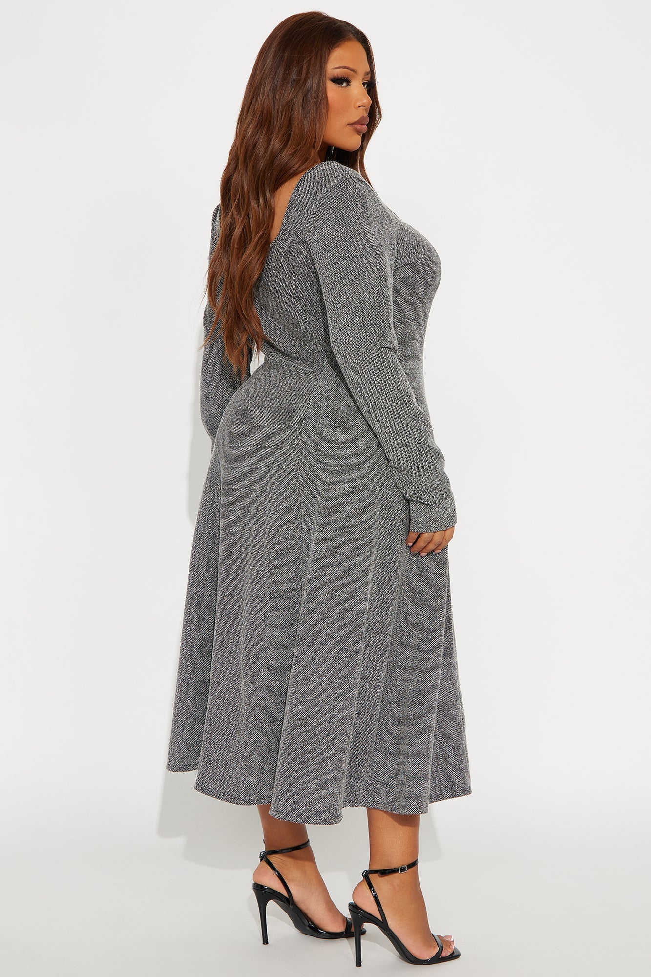 Cordelia Long Sleeve Sweater Midi Dress - Black/White