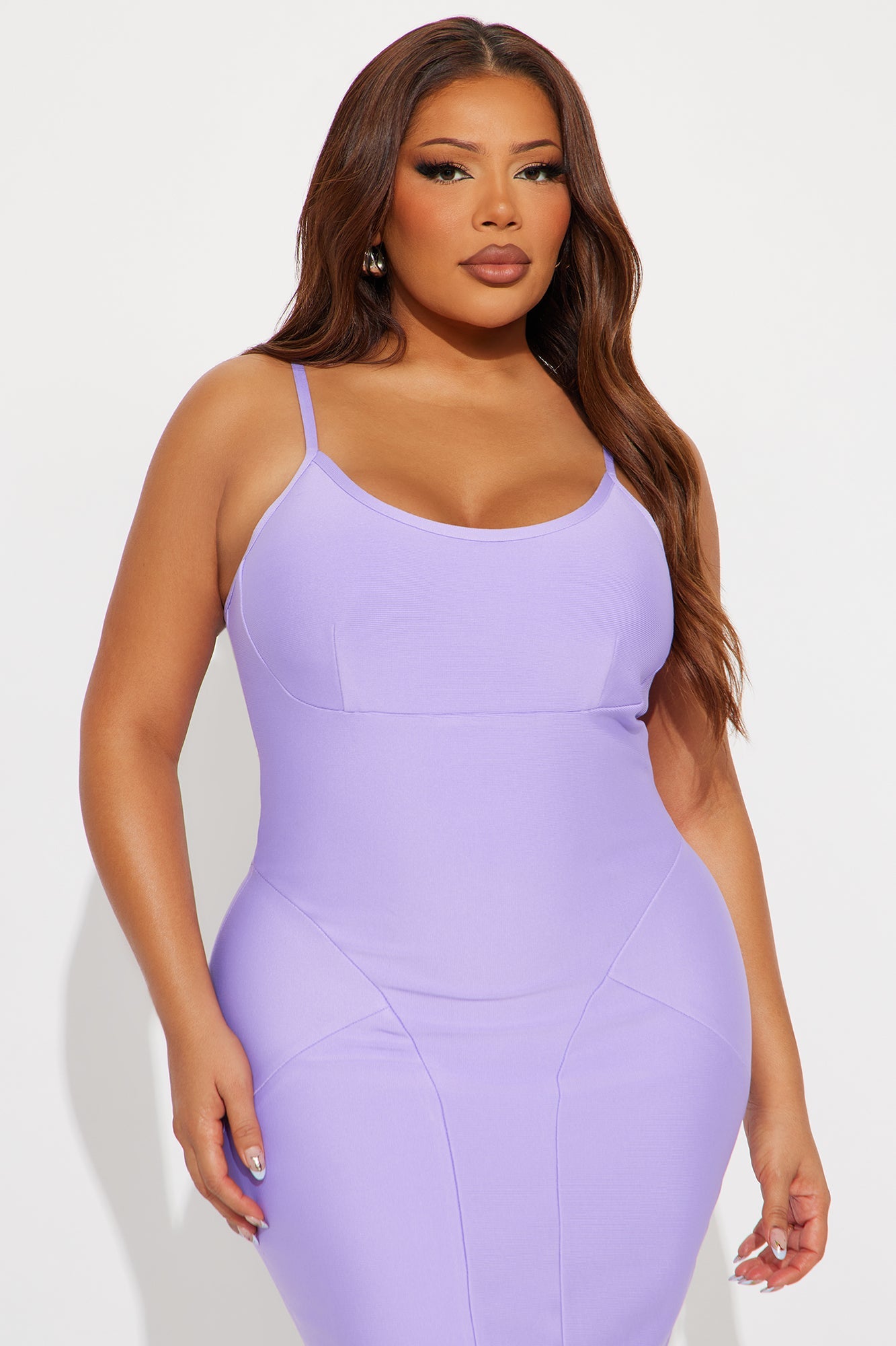 Cute Fur You Bandage Midi Dress - Lilac