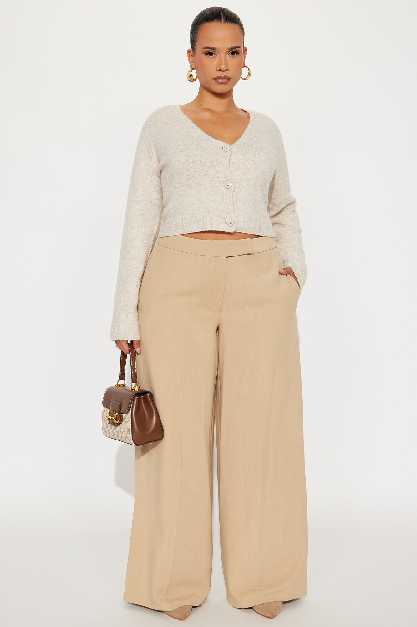 Not On The Checklist Wide Leg Trouser Pant - Khaki