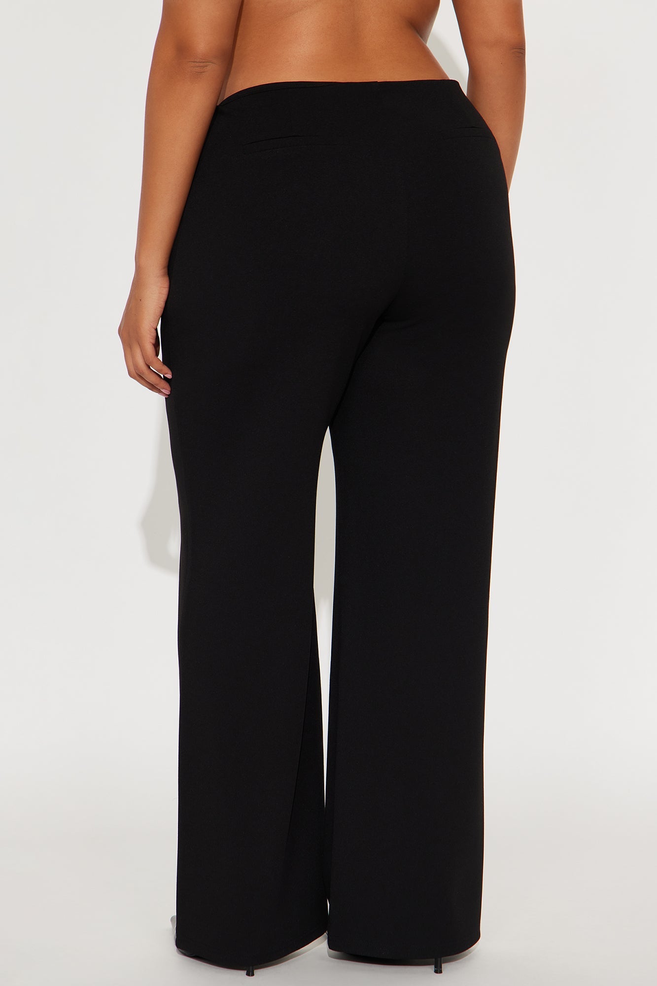 Out Of Office Low Rise Wide Leg Trouser Pant 33″ - Black