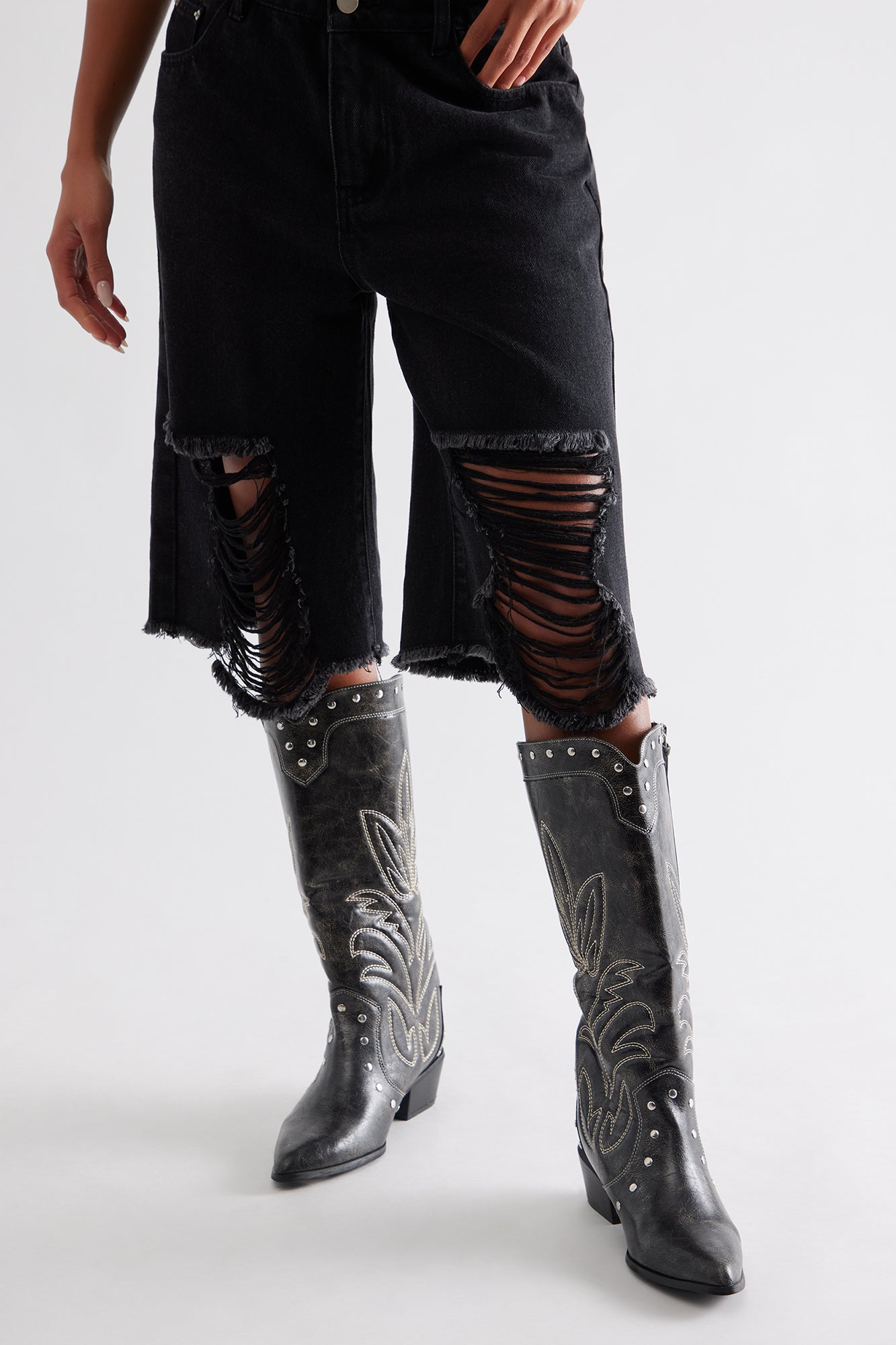 Parton Studded Cowboy Boots - Black