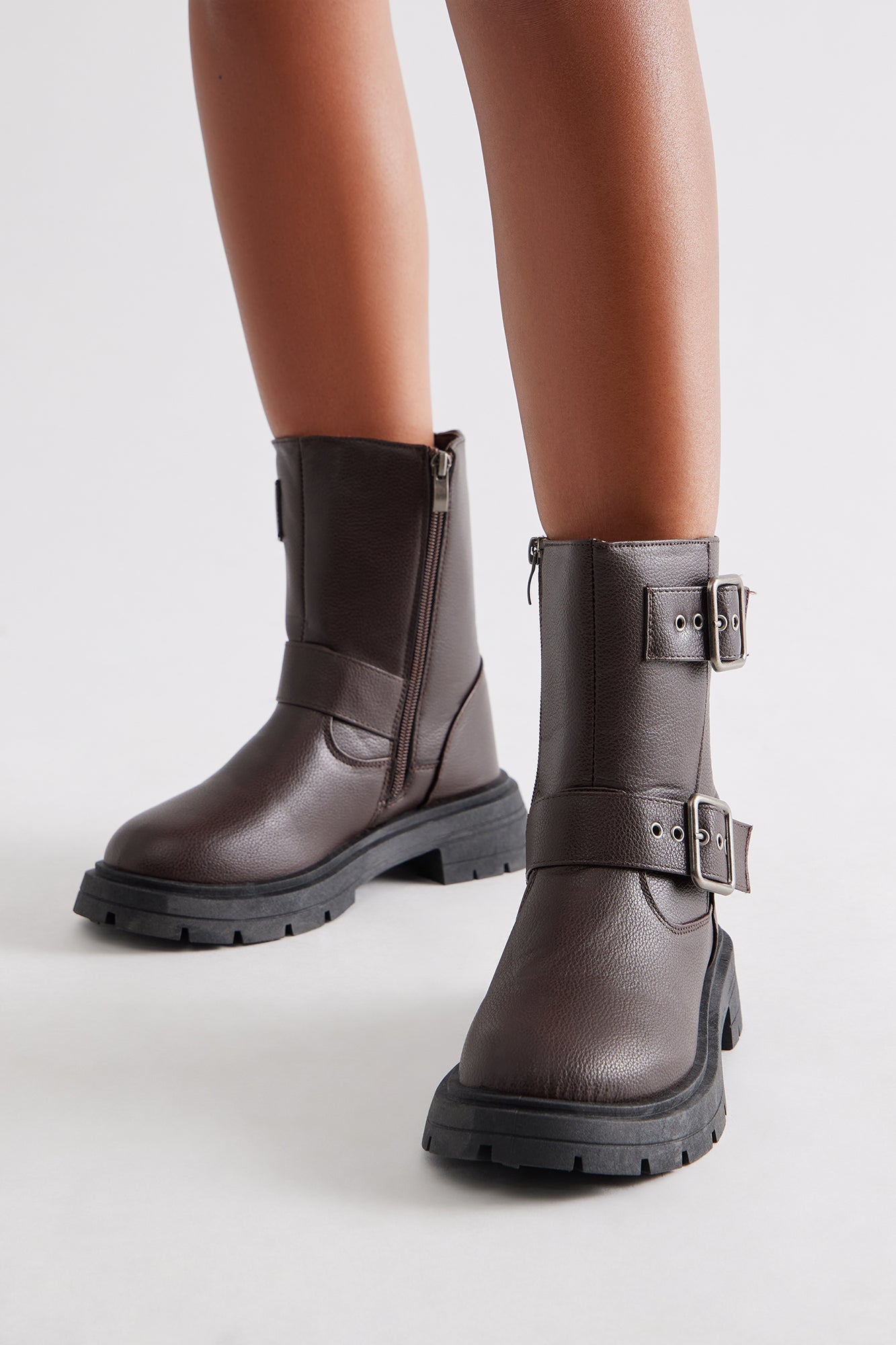 Osaka Buckle Boots - Brown
