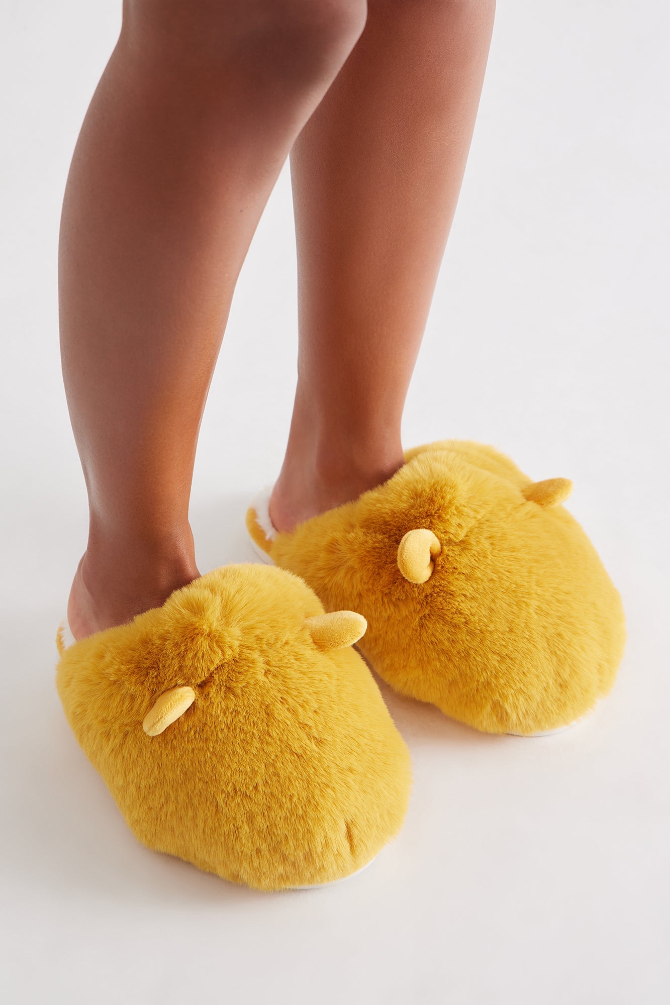 Fifi Faux Fur Slippers - Mustard