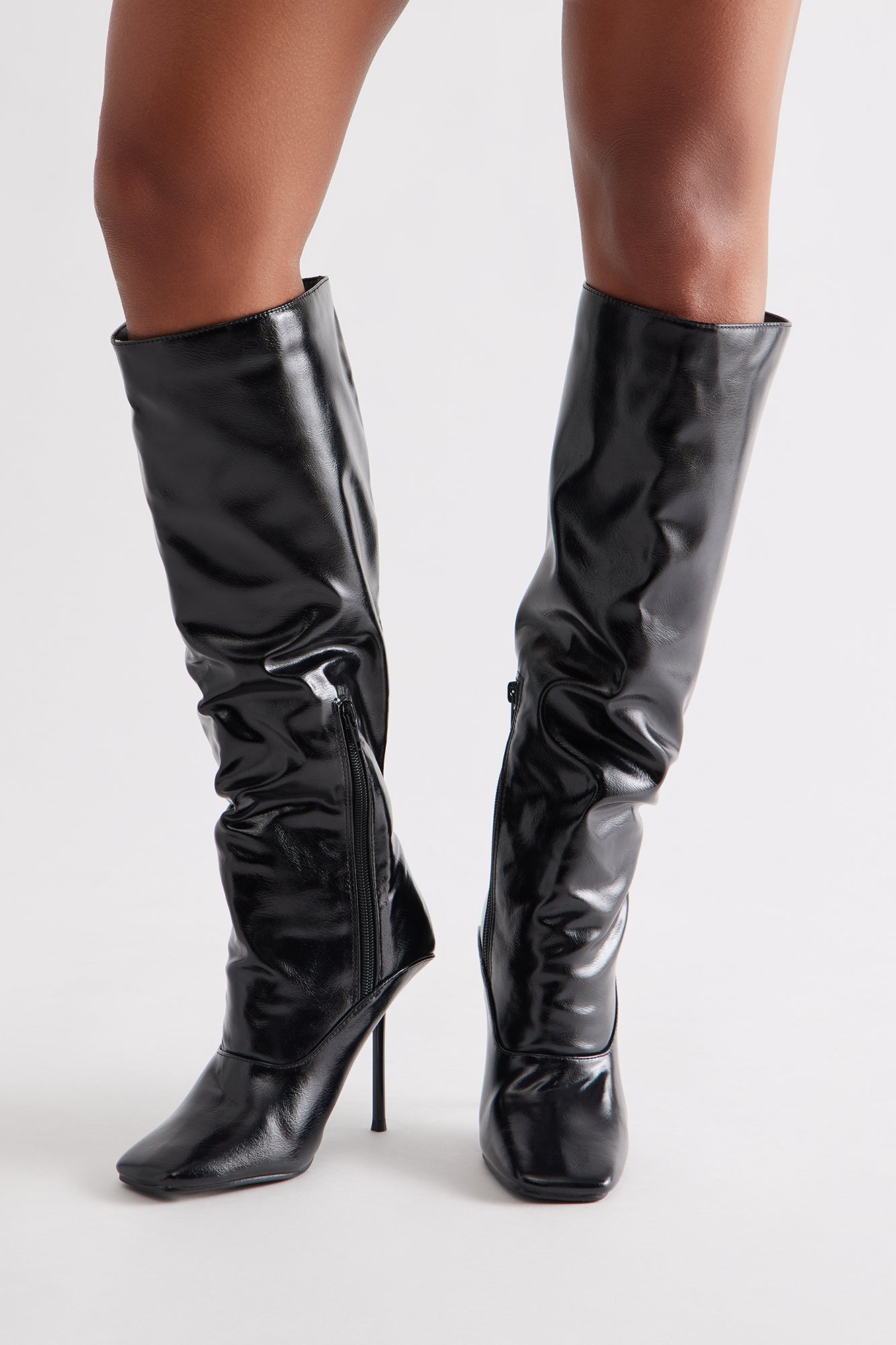Laiva Stiletto Knee High Boots - Black
