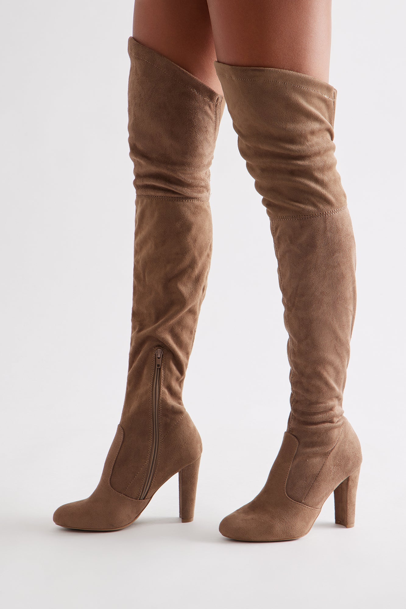 Nev Thigh High Boots - Taupe