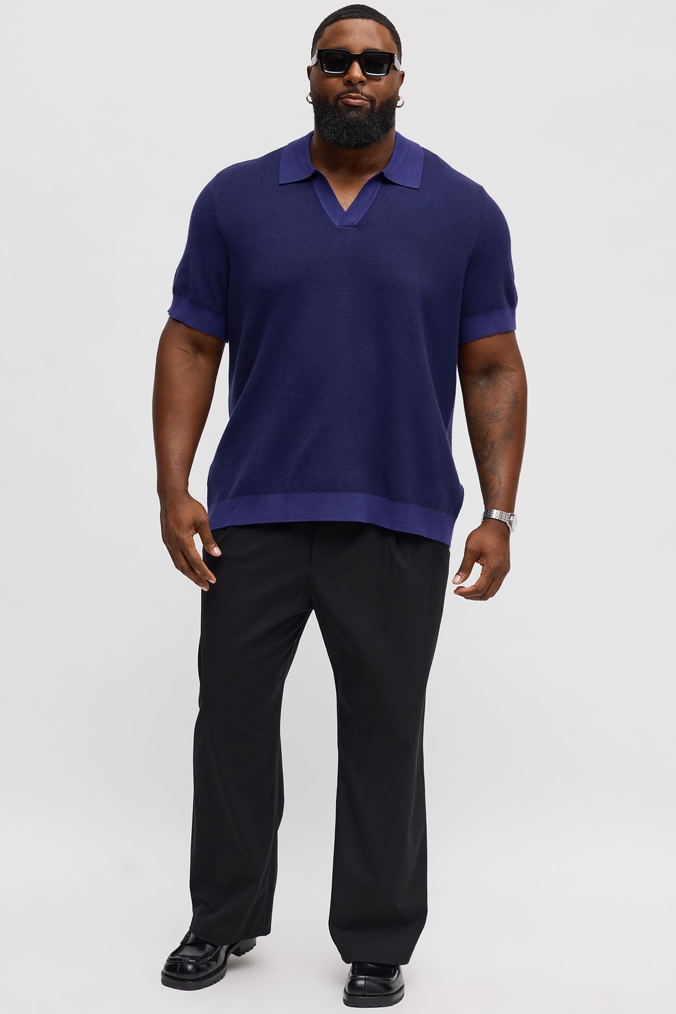 Eastport Johnny Collar Knit Top - Blue/combo