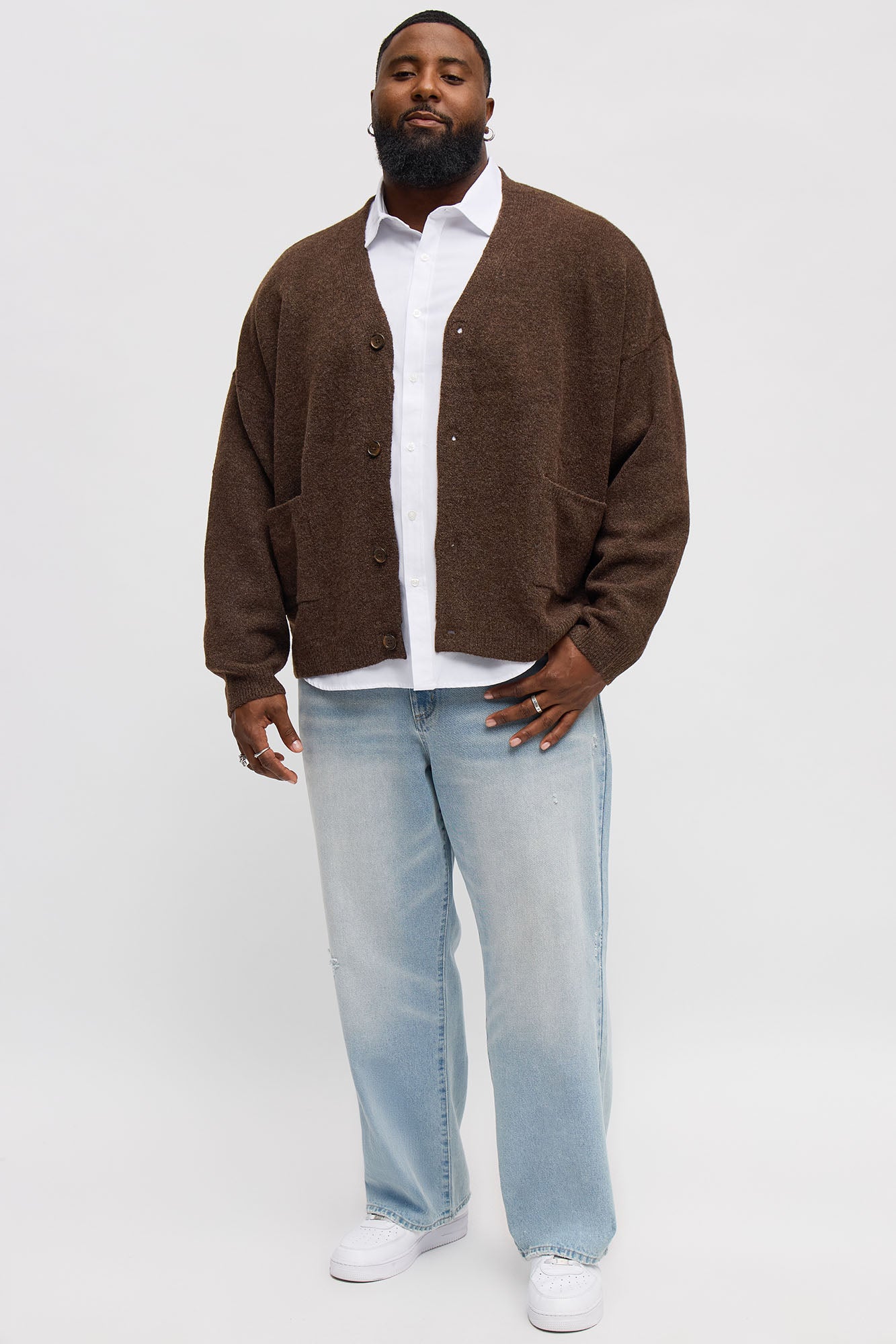 Cropped Harbor Ash Cardigan - Brown
