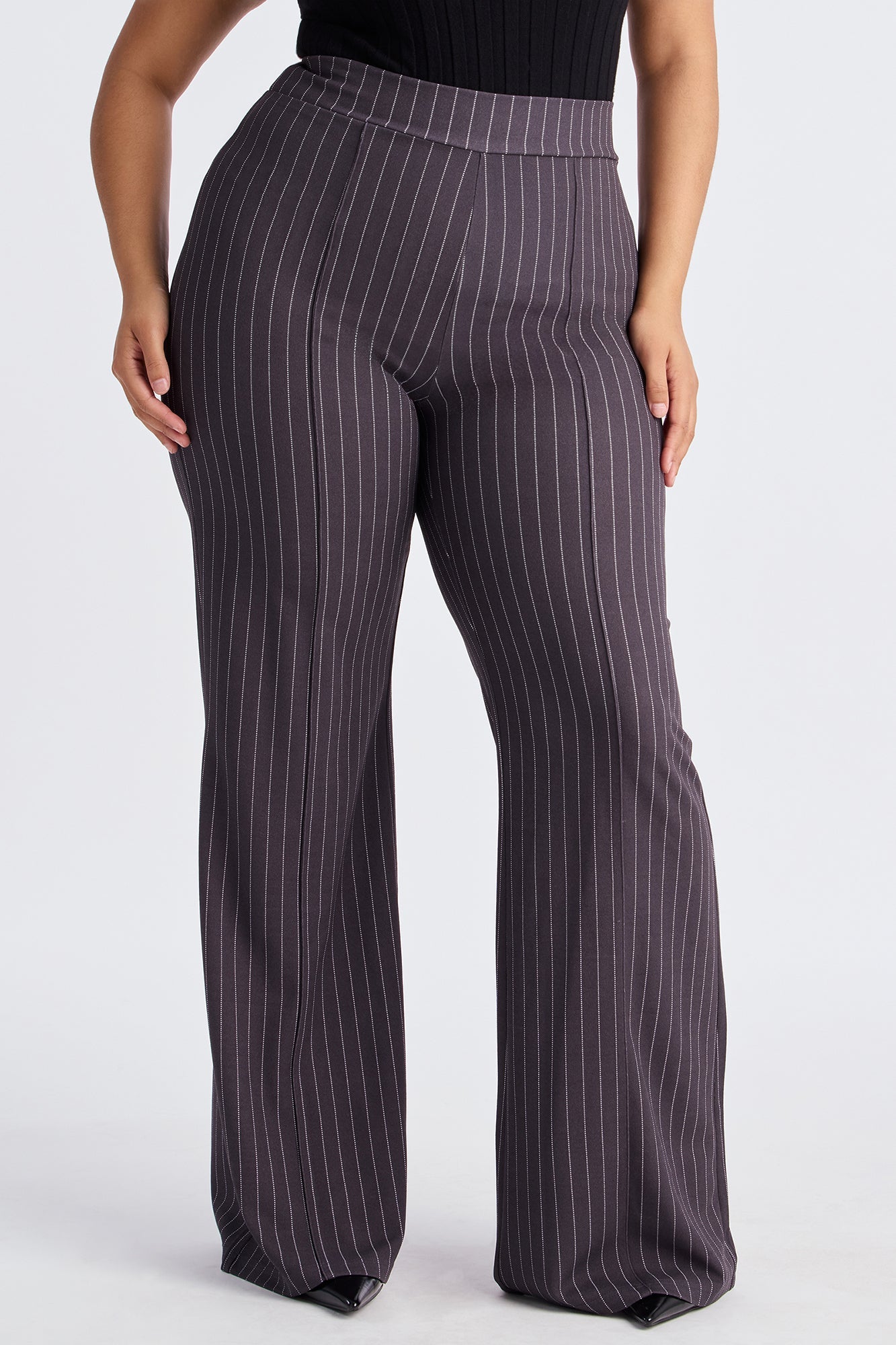 Victoria High Waisted Dress Pant Pinstripe - Grey/combo