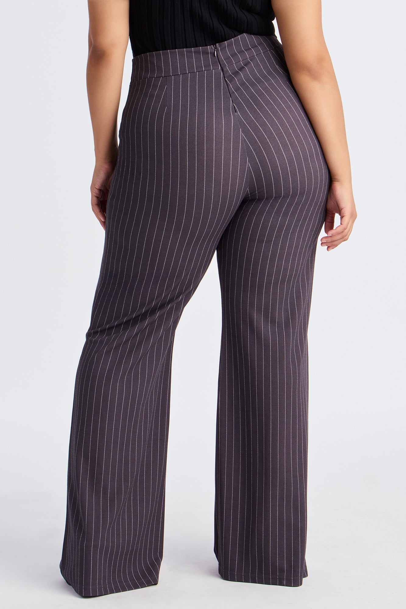 Victoria High Waisted Dress Pant Pinstripe - Grey/combo