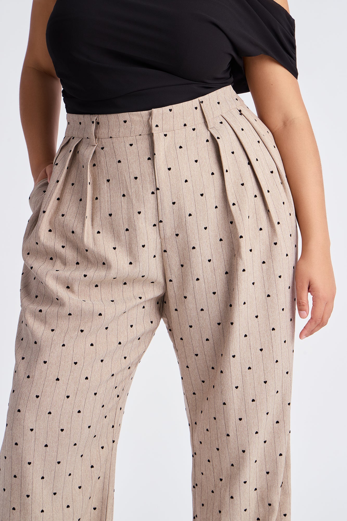 Hold Your Heart Pinstripe Trouser Pant 33″ - Taupe