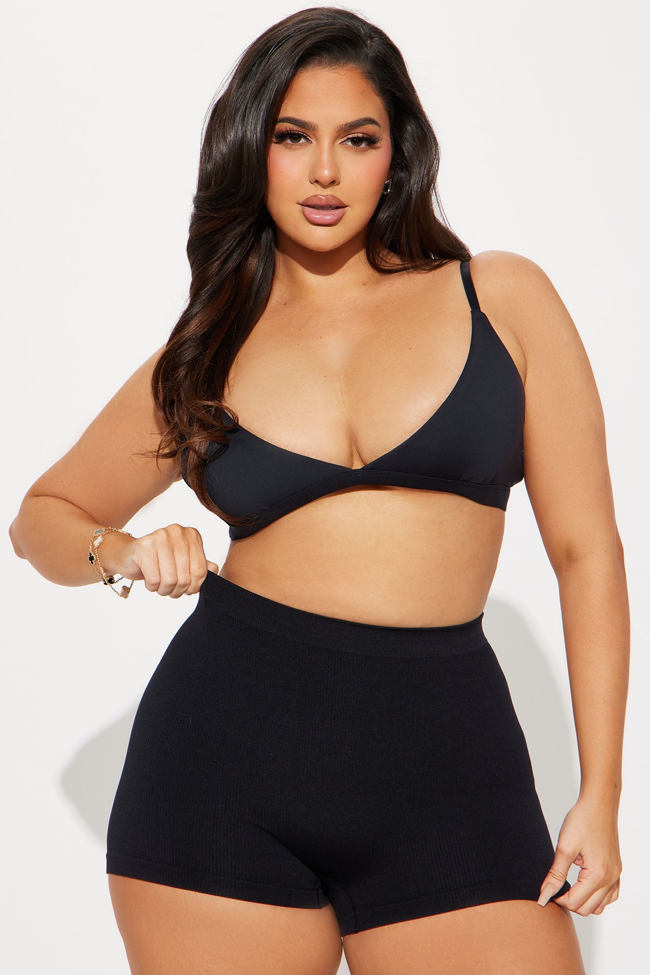 Me And You Seamless Ribbed Boyshort Panty - Black