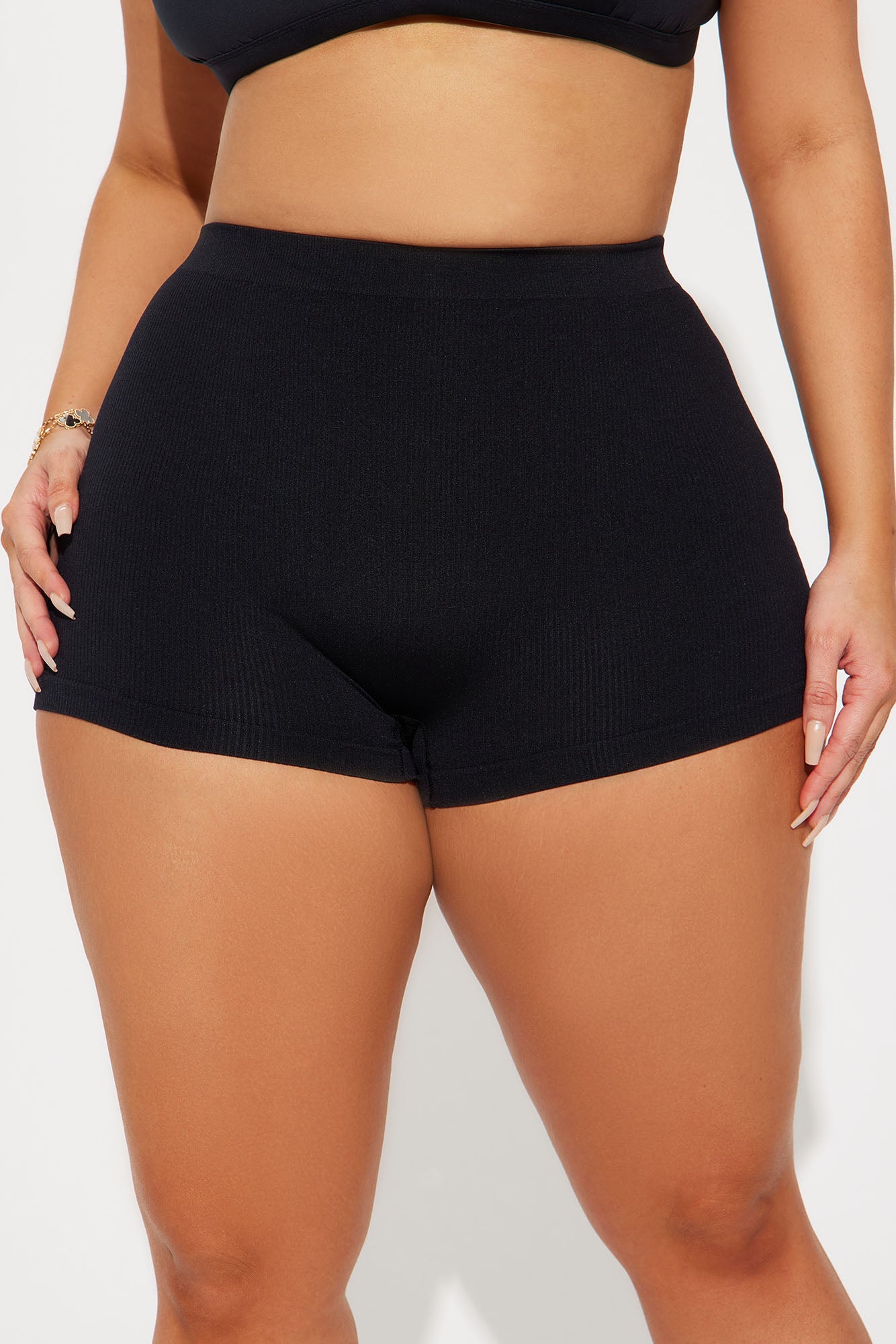 Me And You Seamless Ribbed Boyshort Panty - Black