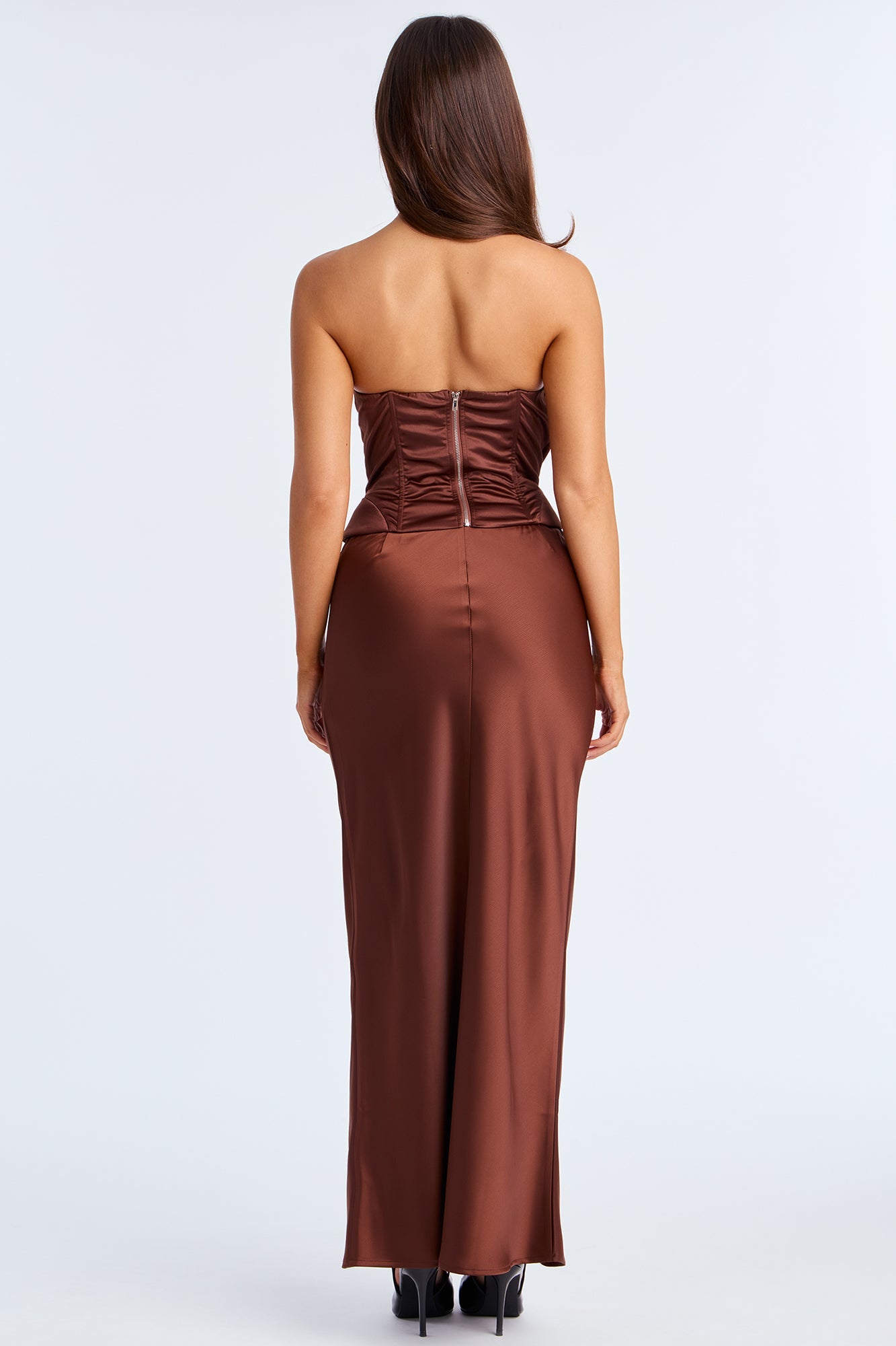 Brunch to GNO Satin Maxi Skirt - Chocolate