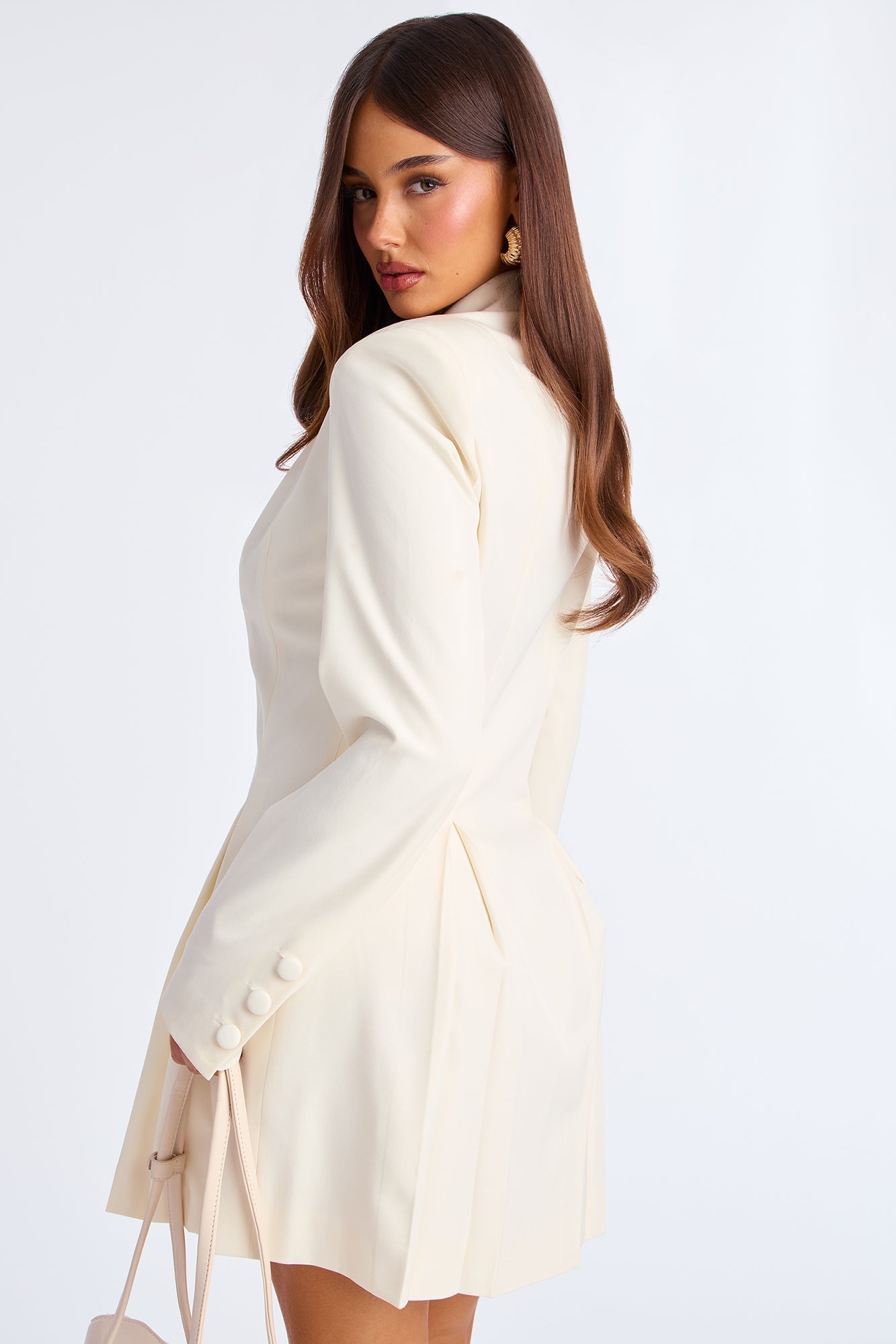 Cold Power Blazer Mini Dress - Cream