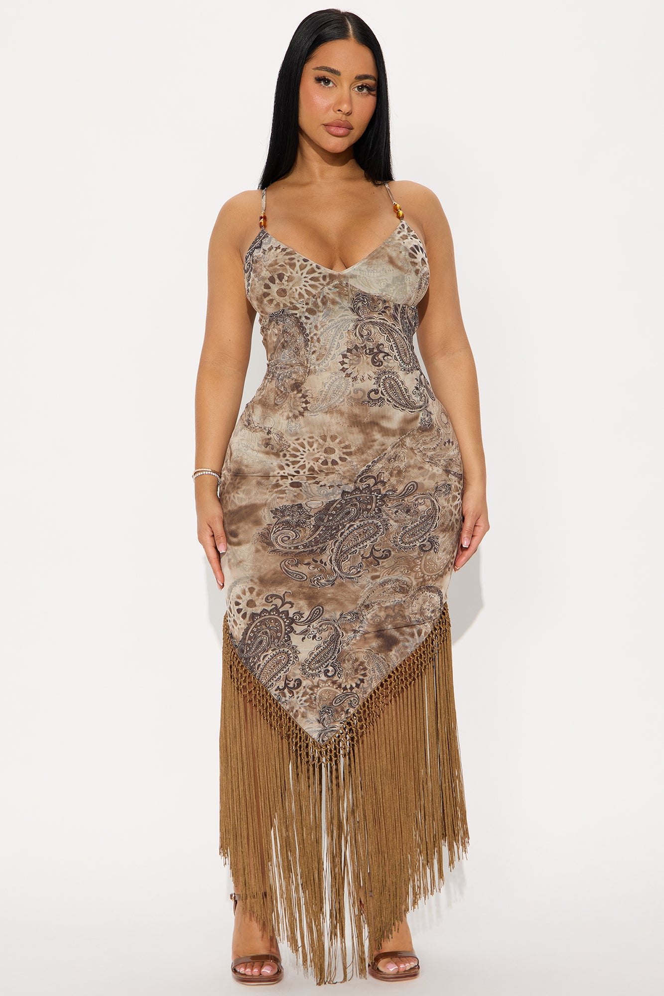 Between Dreams Paisley Maxi Dress - Brown/combo