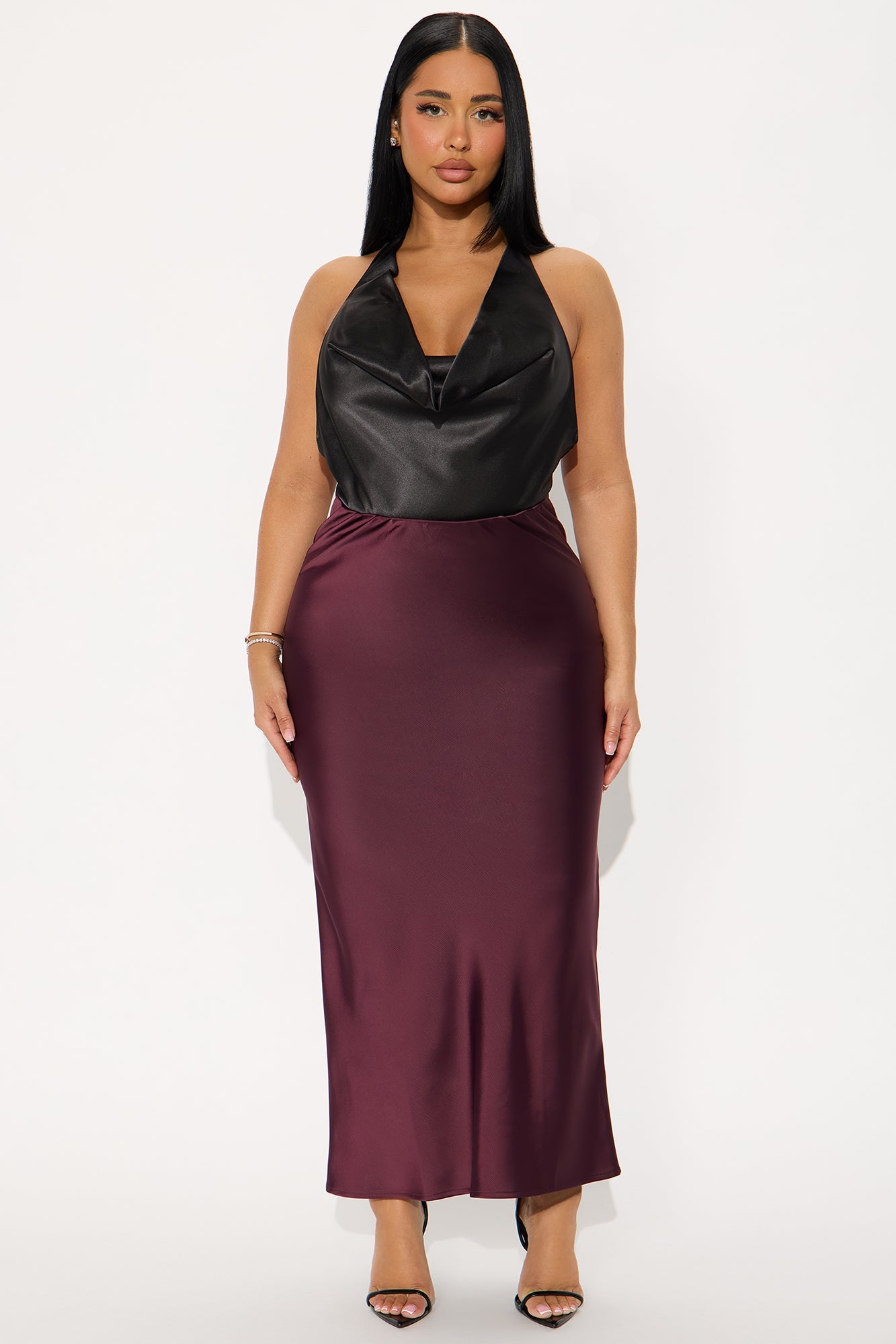 Brunch to GNO Satin Maxi Skirt - Plum