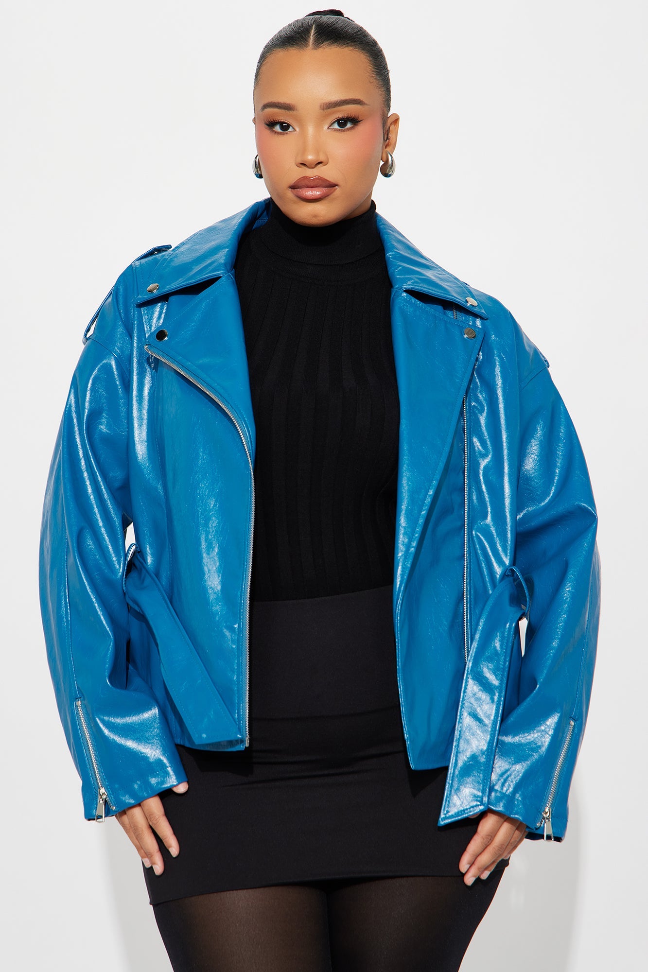 Moving On Faux Leather Moto Jacket - Teal