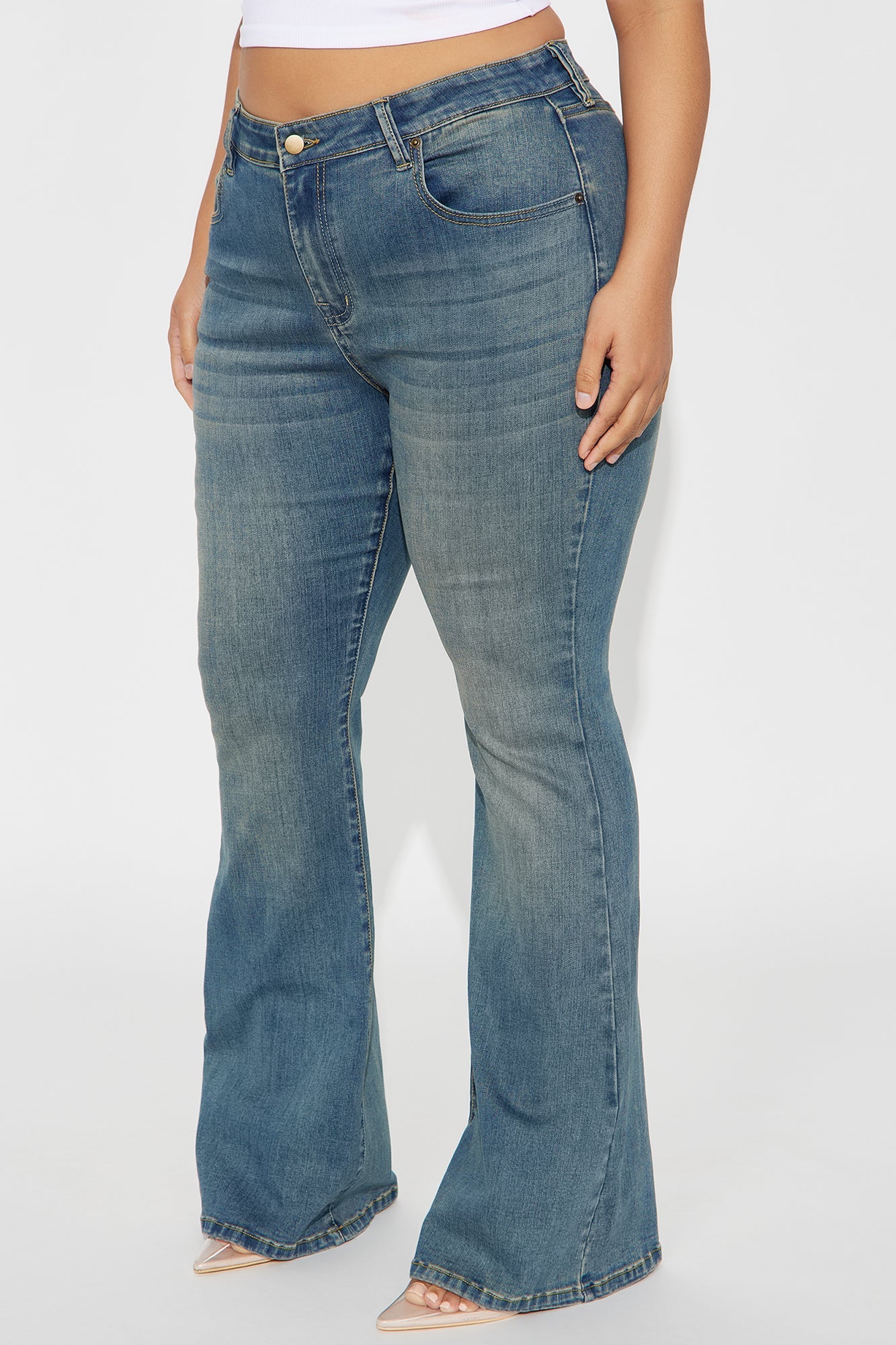 Classic Compression Stretch Flare Jeans - Vintage Wash