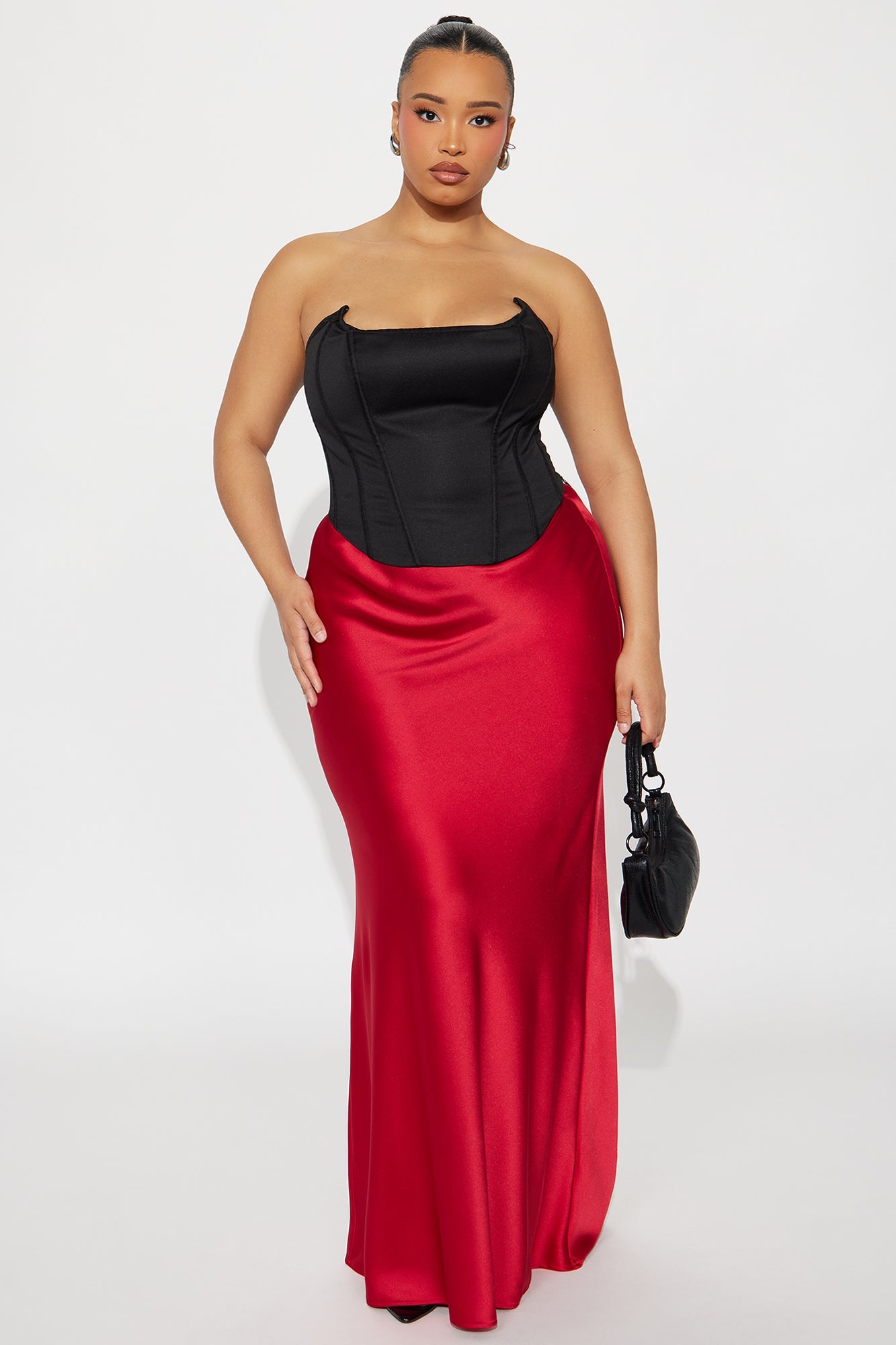 Aurora Satin Maxi Skirt - Red
