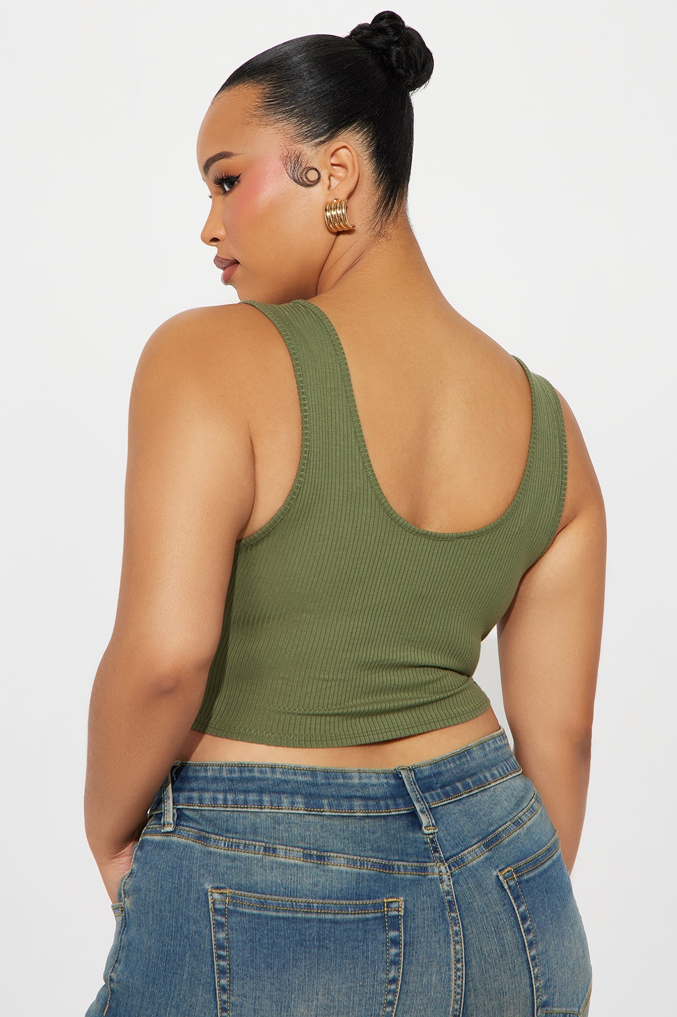 Natalie Ribbed Corset Top - Olive