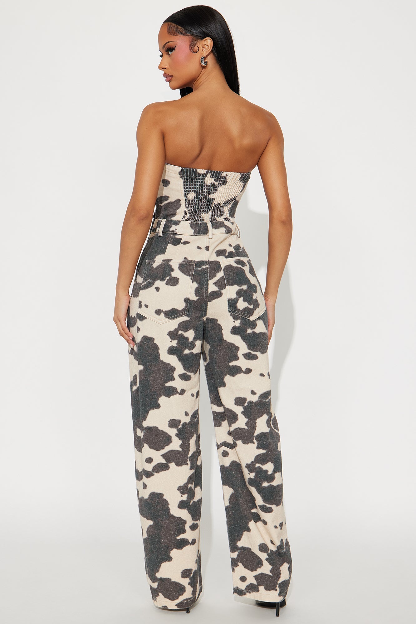 Move It Strapless Jumpsuit - Brown Combo
