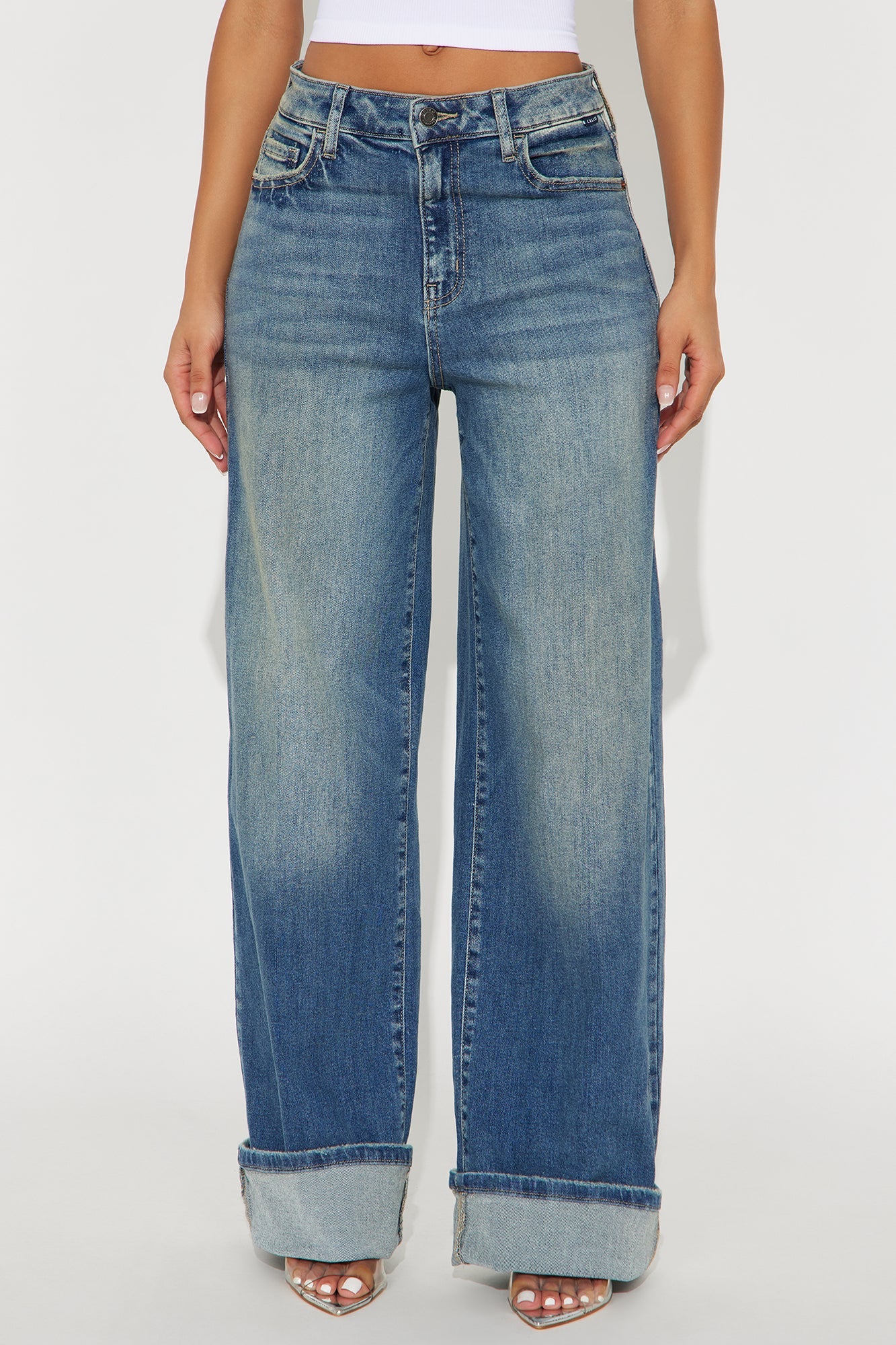 Melody Stretch Cuffed Premium Denim Jeans - Medium Wash