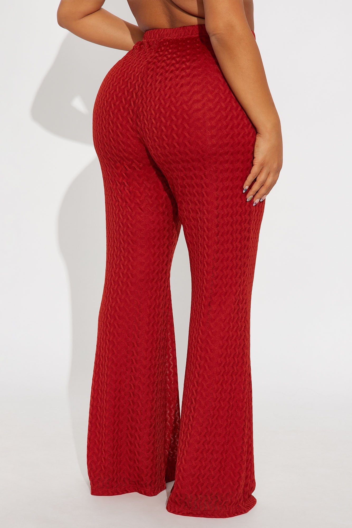 Nikki Textured Flare Pant 33″ - Red