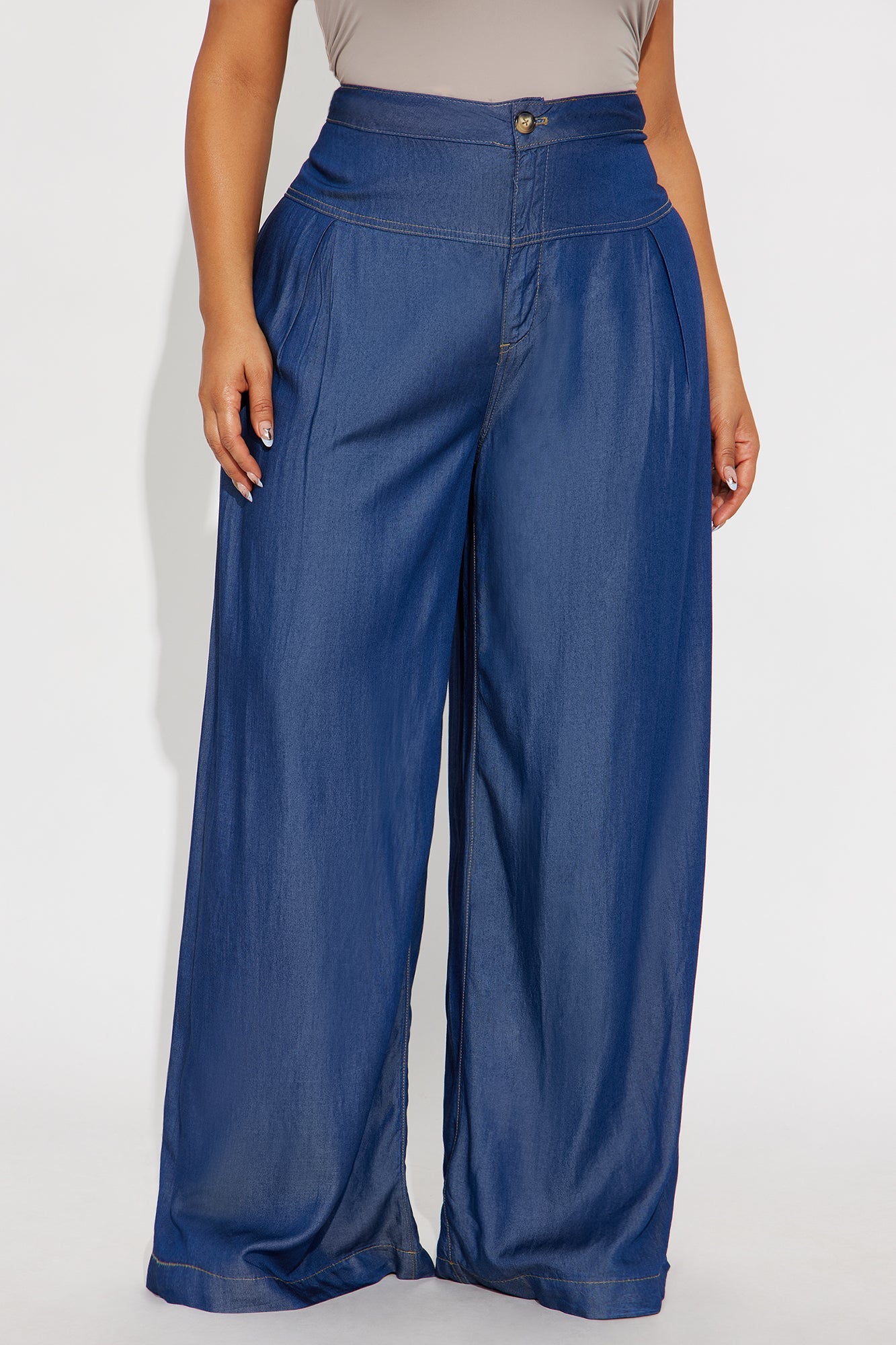 Gisella Chambray Wide Leg Pant 33 - Dark Wash