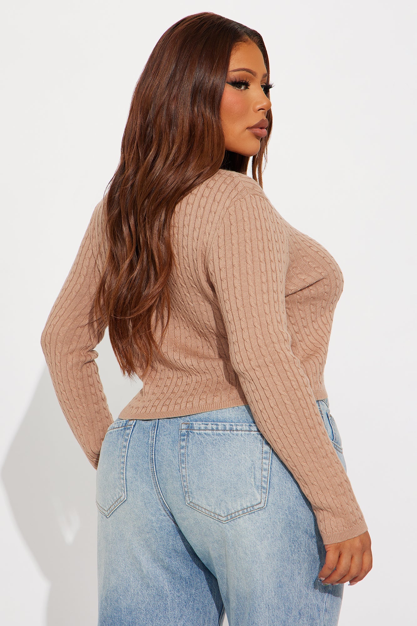 The Classic Cable Knit Cardigan - Taupe