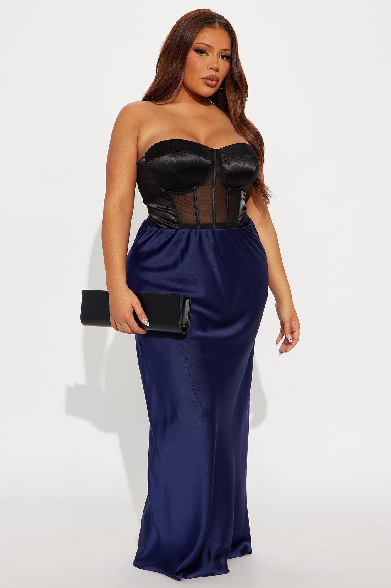 Call You Later Satin Corset Top - Black
