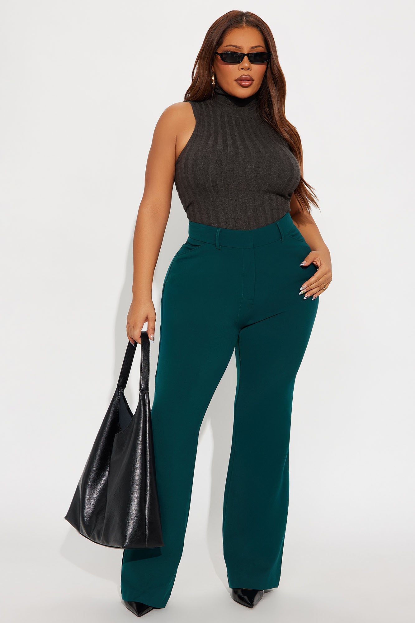 Tasha Dressy High Rise Pants - Hunter Green