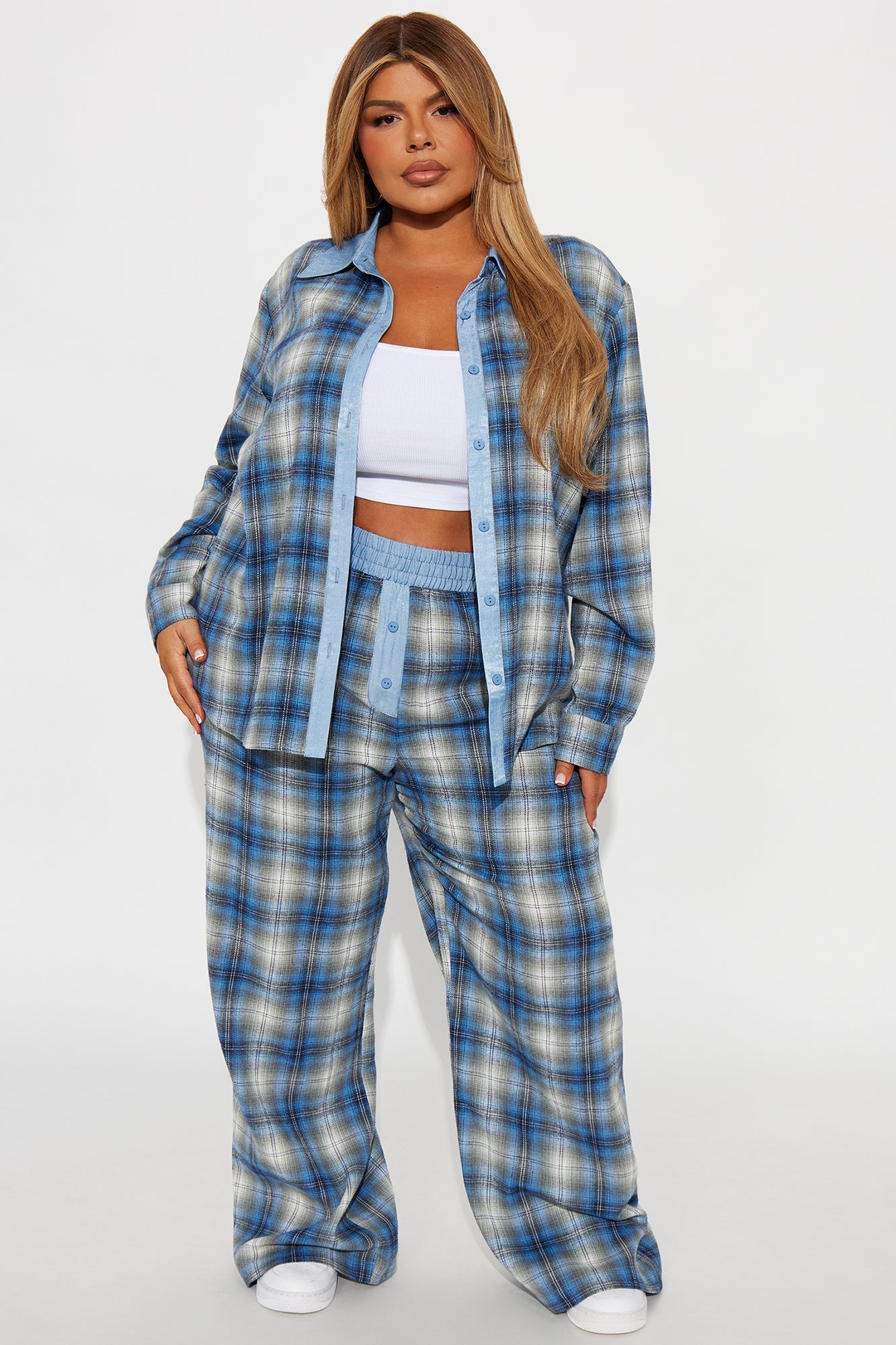 In the Mix Flannel Boxer Pant Set - Blue/combo