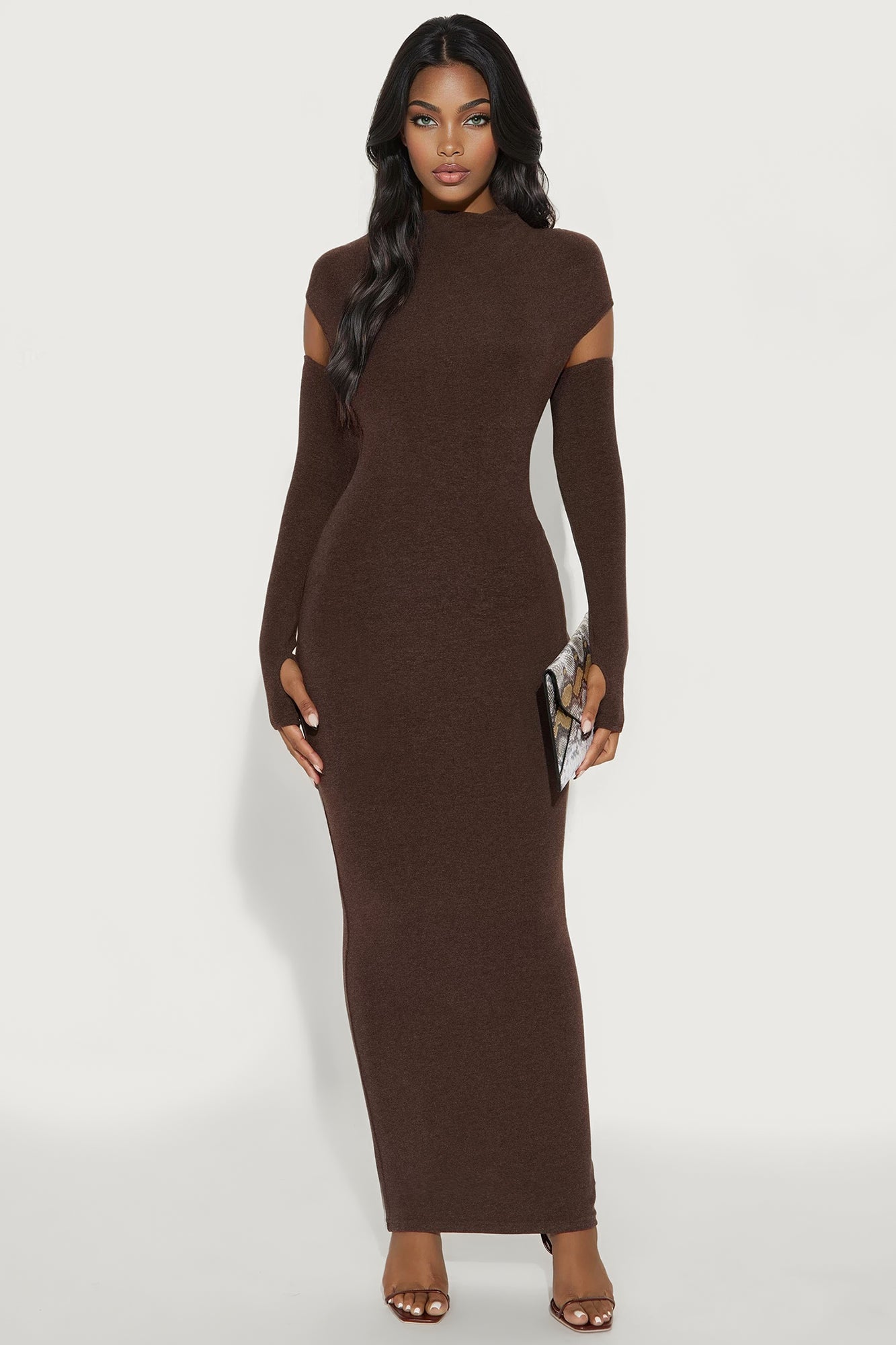 Silent Thrill Maxi Dress - Brown