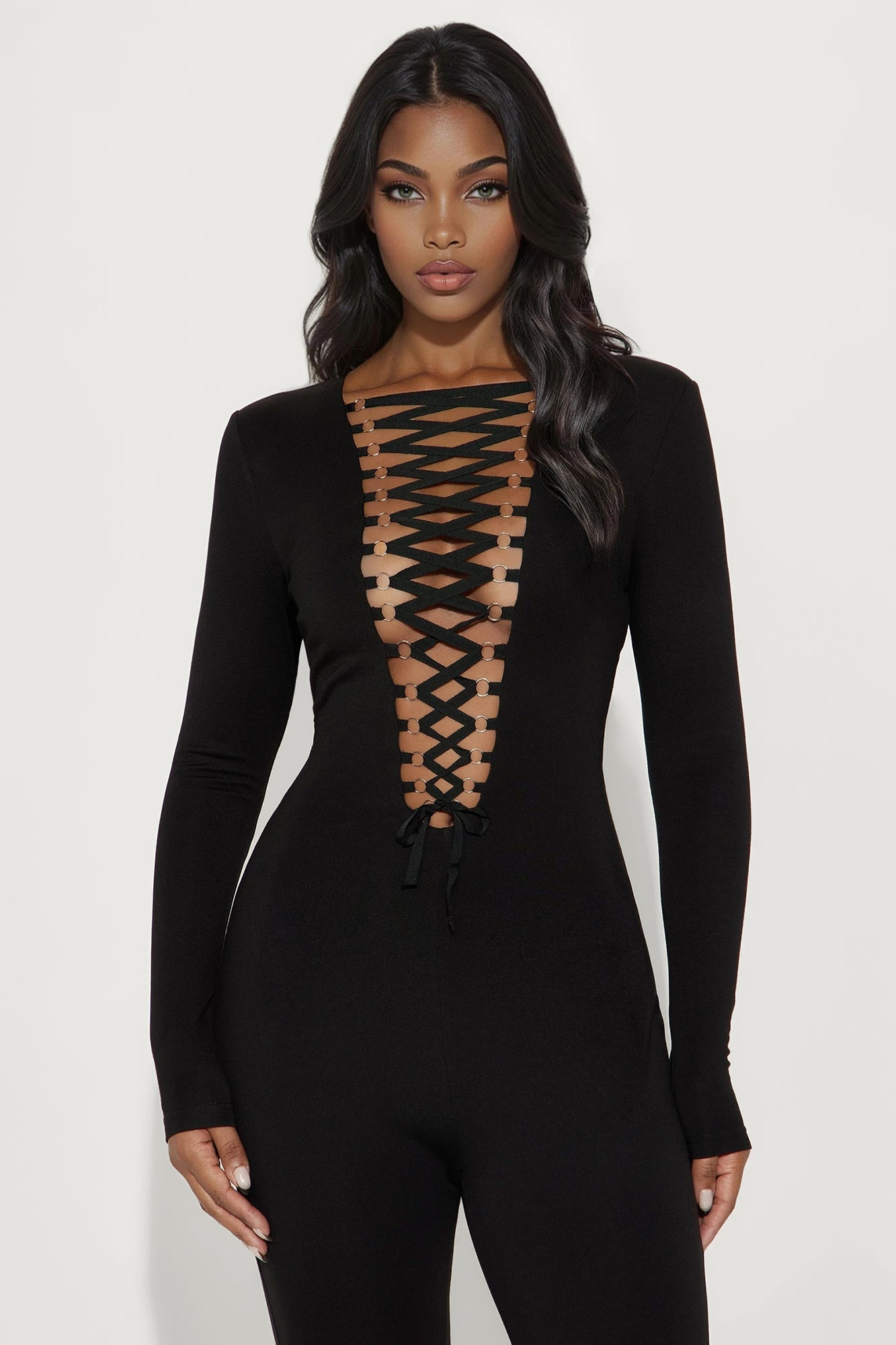 Layla Lace Up Capri Jumpsuit - Black
