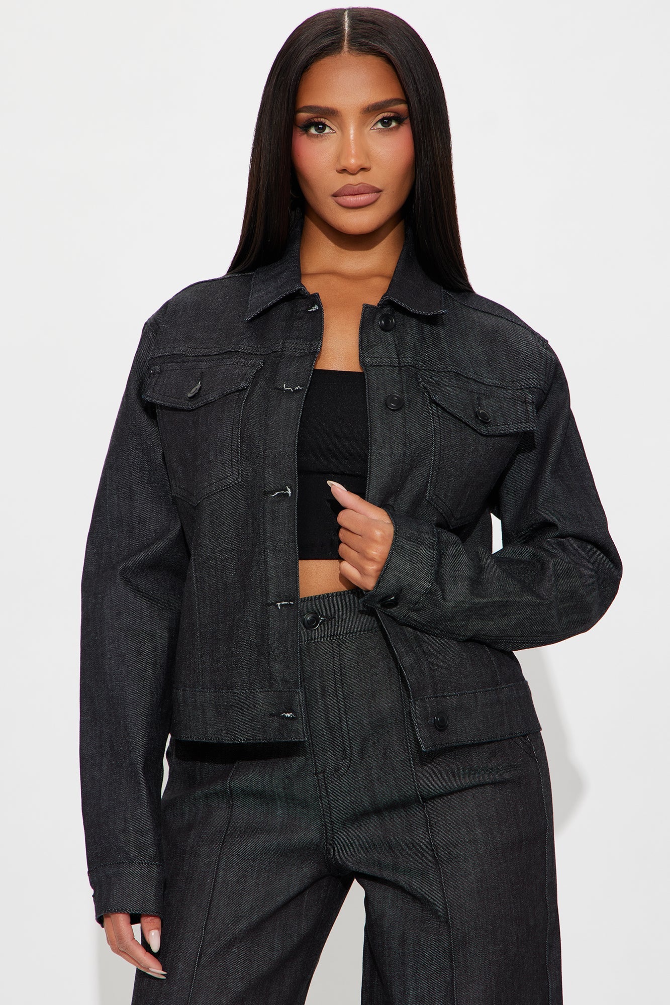 FYI Stretch Tailored Trucker Jacket - Black