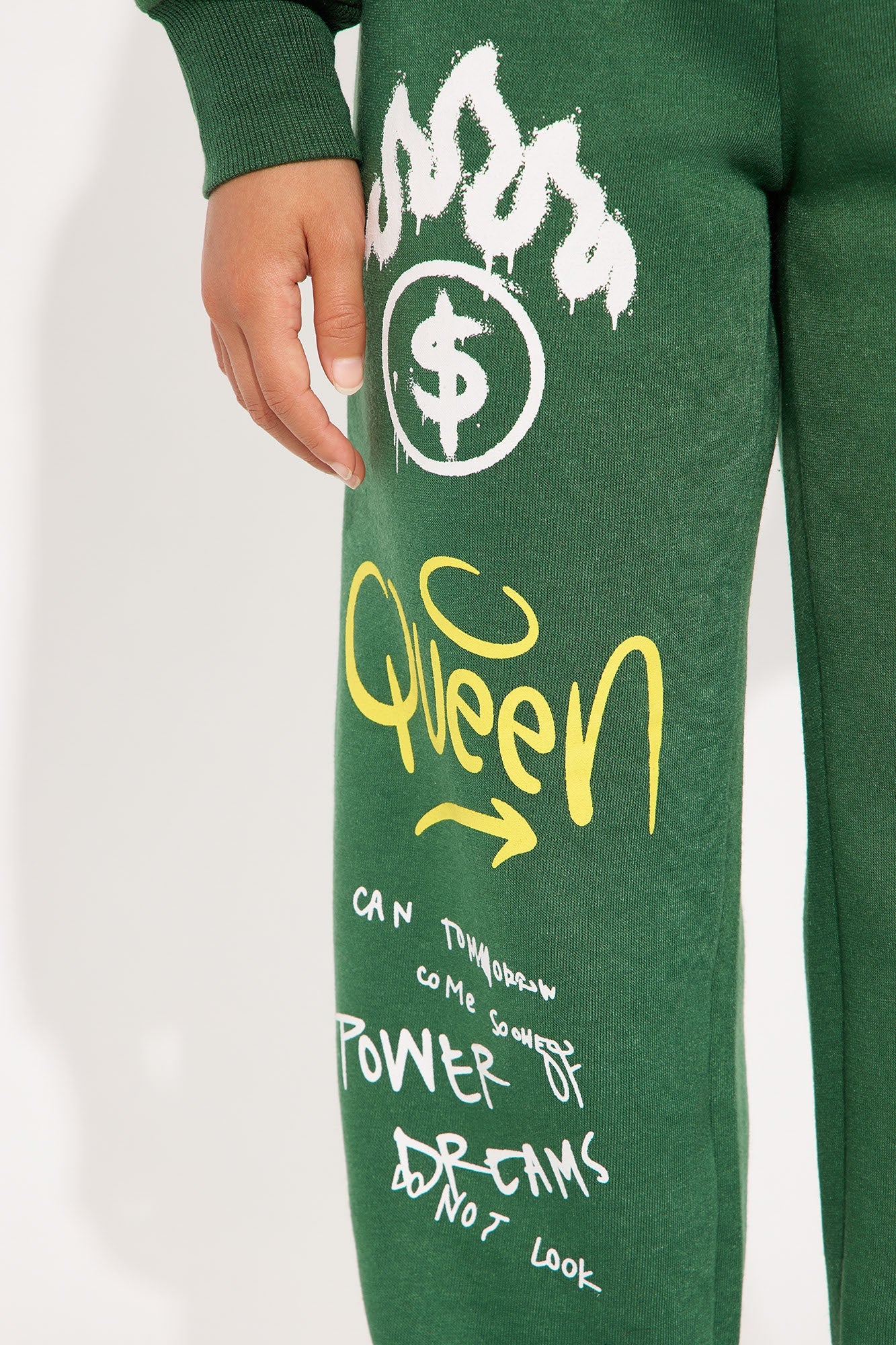 Mini Writing On The Wall Hoodie And Pant Set - Hunter Green