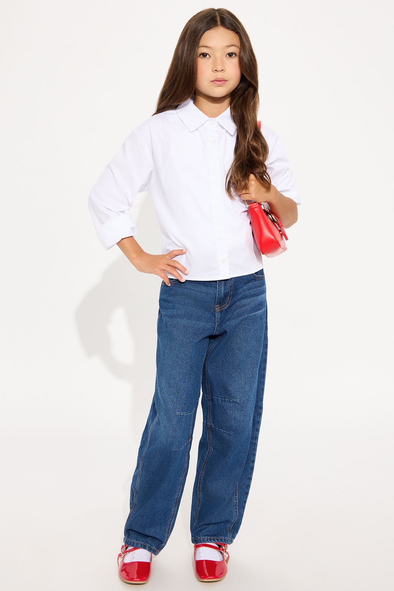 Mini Gianna Barrel Jeans - Medium Wash