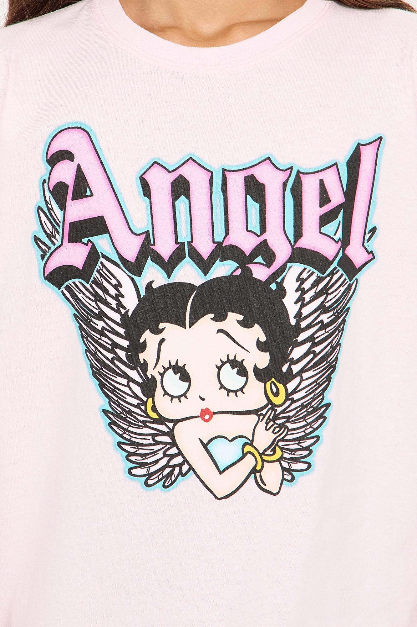Mini Betty Boop Angel Short Sleeve Tee - Light Pink