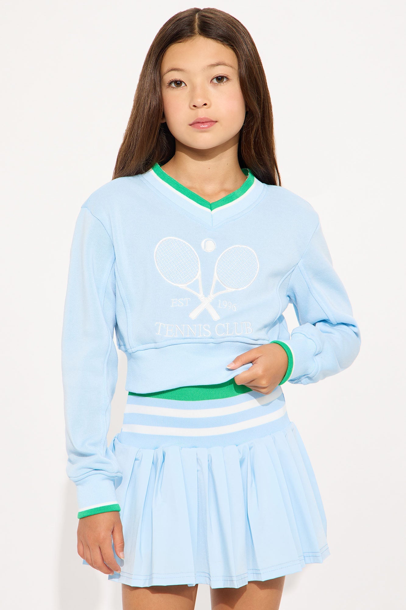 Mini Preppy Life Skirt Set - Light Blue