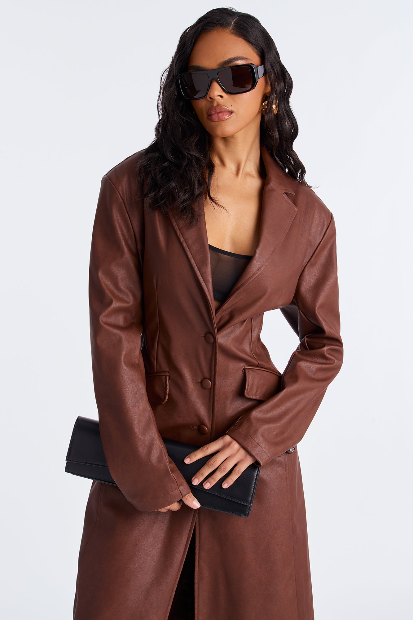 Taking Up Space Faux Leather Coat - Cognac