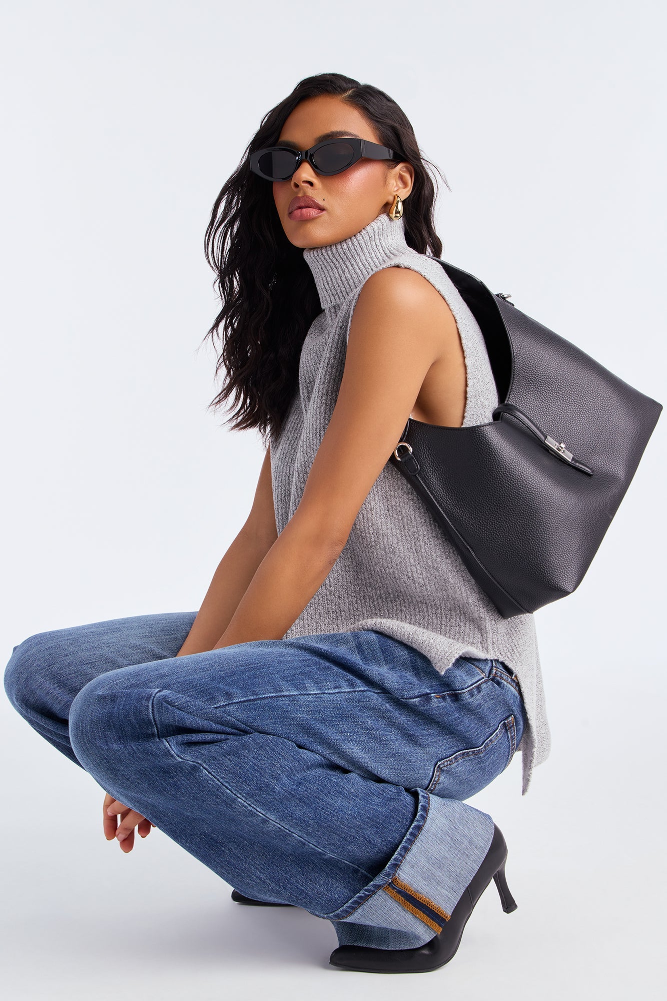 Like A Dime Turtle Neck Sweater - Heather Grey