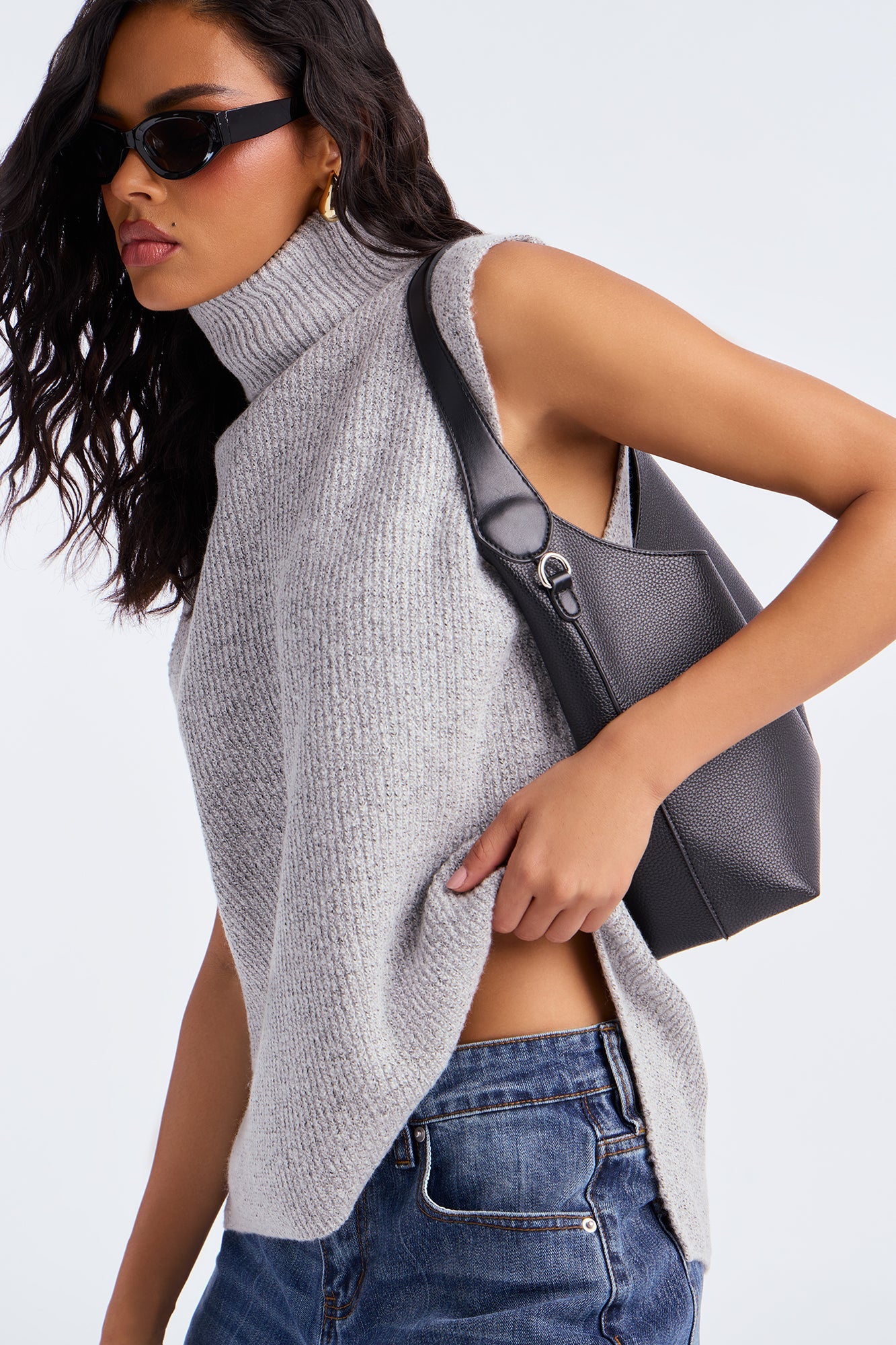 Like A Dime Turtle Neck Sweater - Heather Grey