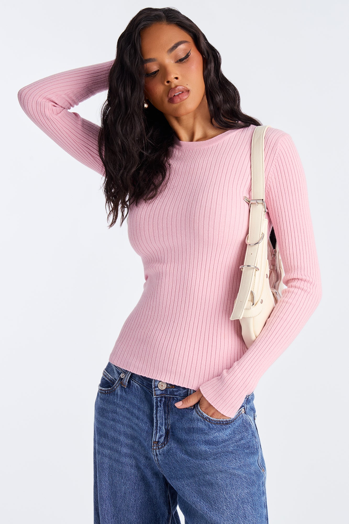 Basically Perfect Ribbed Sweater - Pink