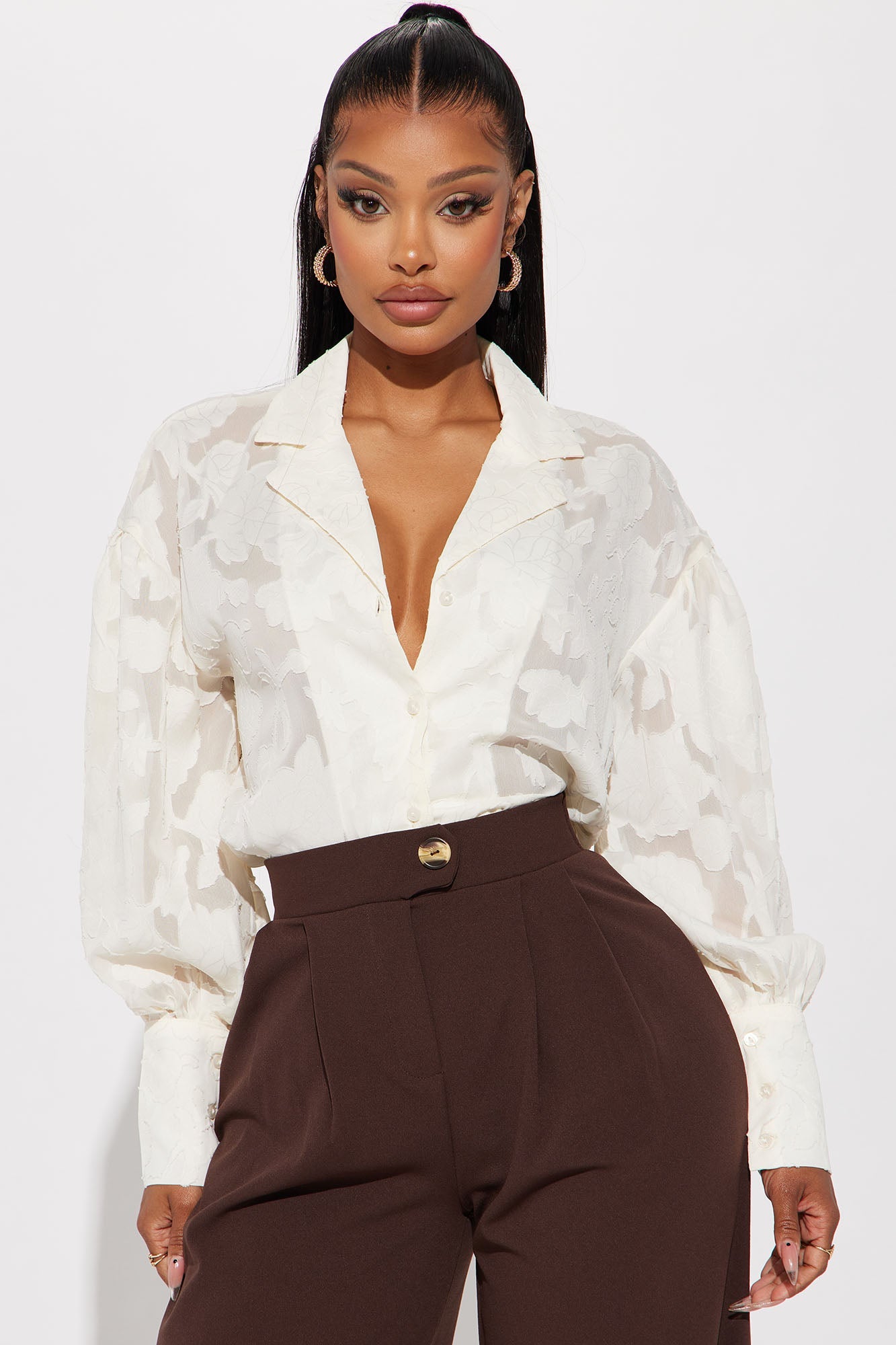 Smell The Roses Jacquard Shirt - Cream