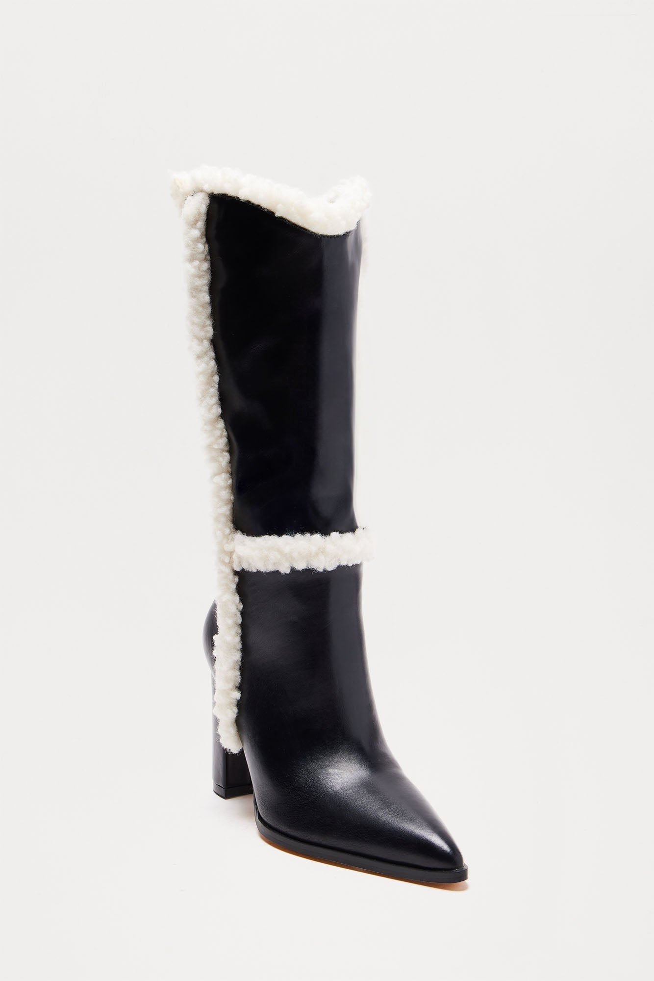 Saint Faux Fur Knee High Boots - Black