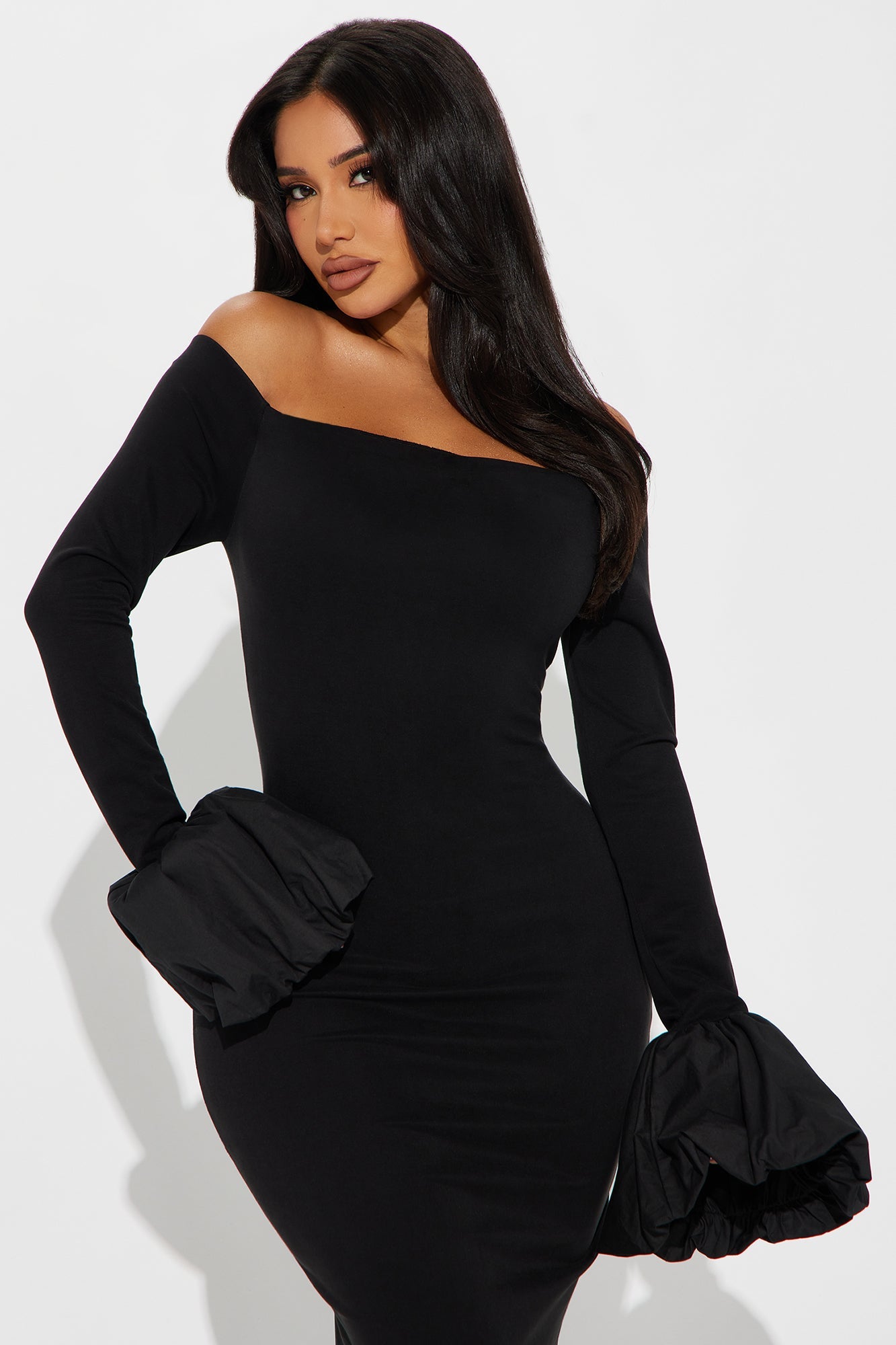 Penny Long Sleeve Maxi Dress - Black