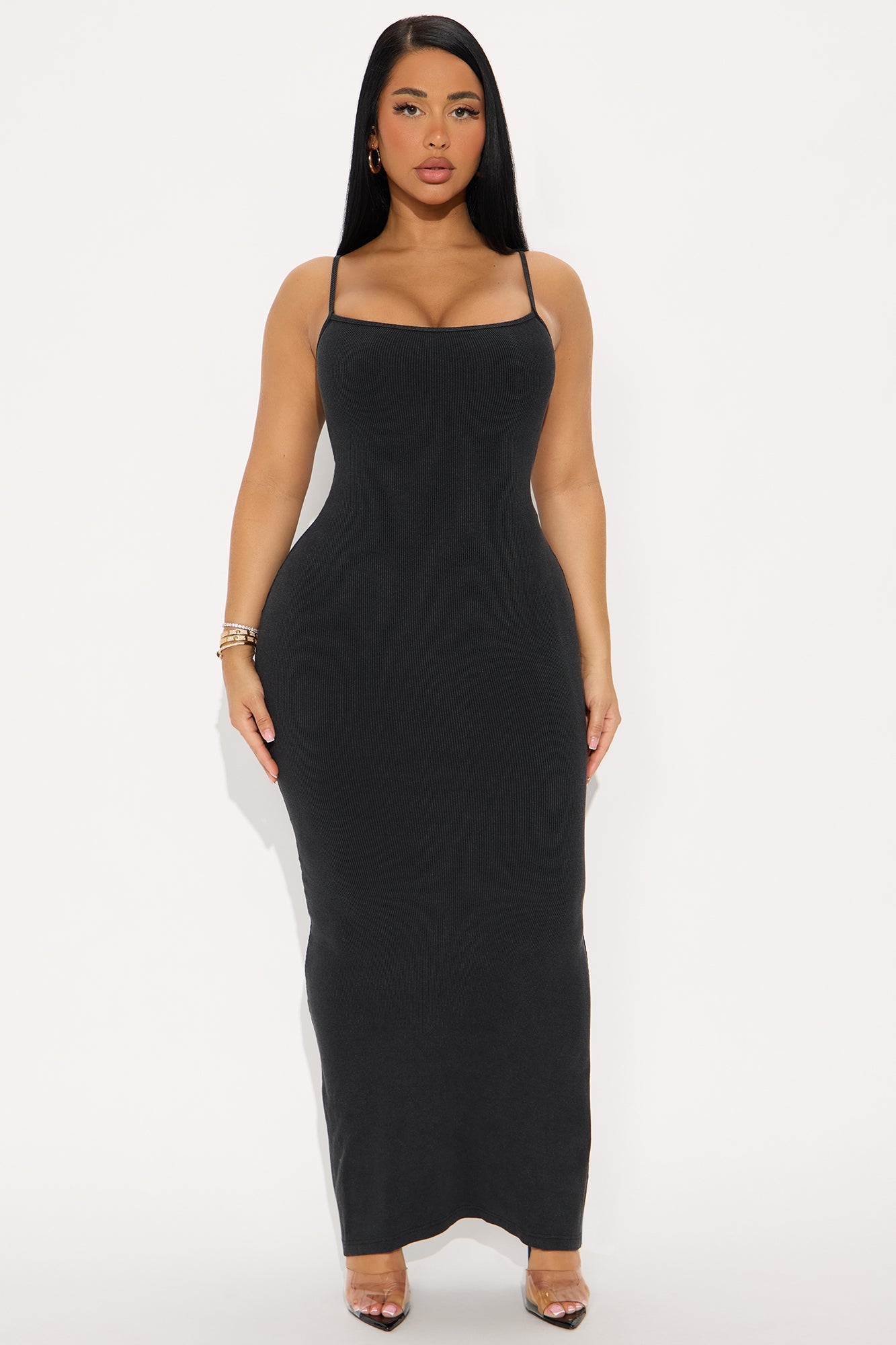 Wrapped Up Ribbed Maxi Dress Set - Black