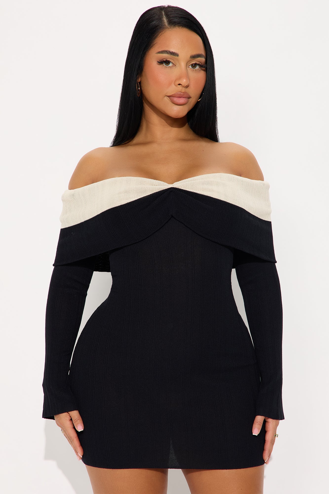 Spice Me Up Sweater Mini Dress - Black